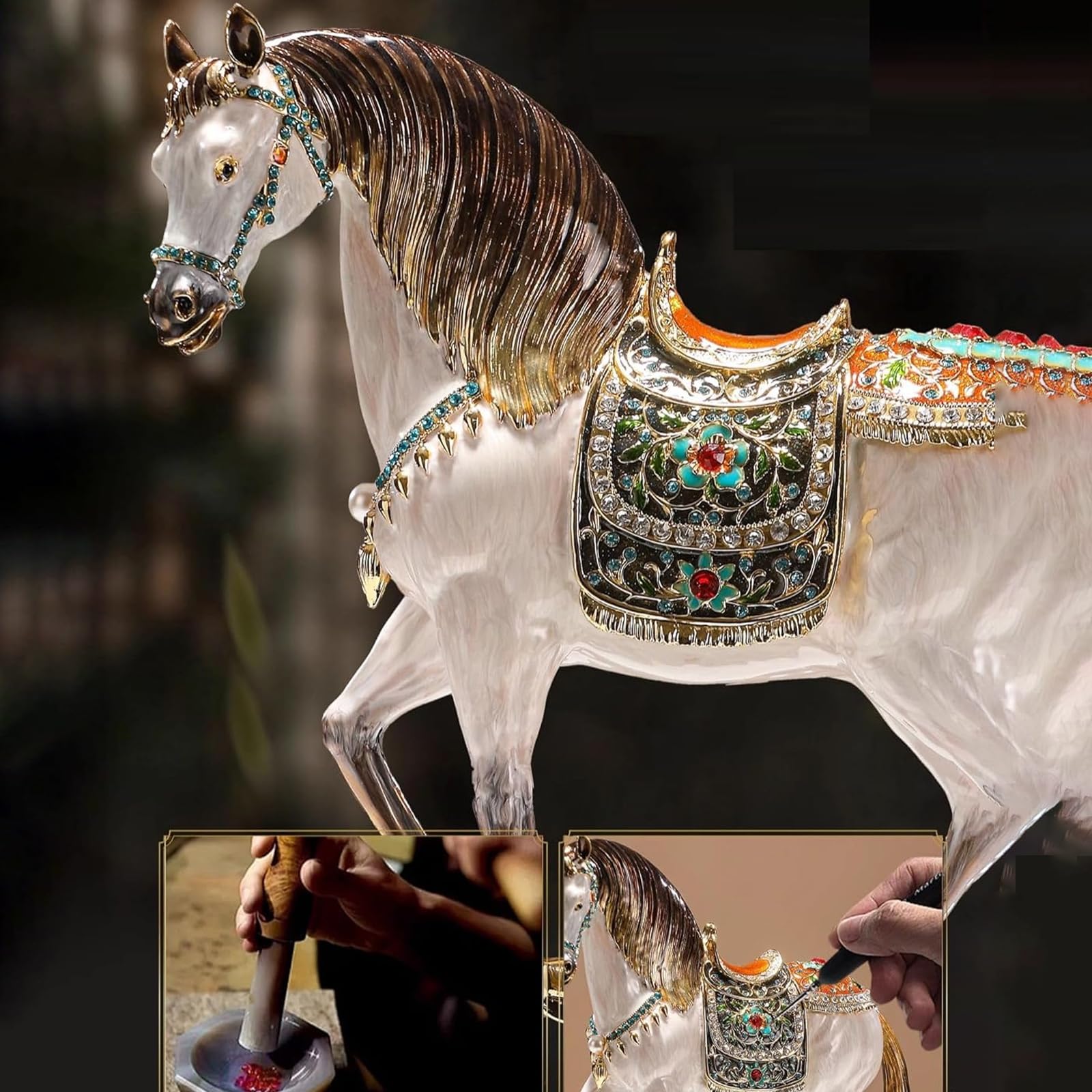 Estatua De Caballo En Cristal Zodiaco 12 Signos, Figura De Caballo Feng Shui Estilo Real, Escultura De Aleación Para Decoración Hogar Oficina, Adorno De Buena Suerte Para Regalo De Estreno De Casa