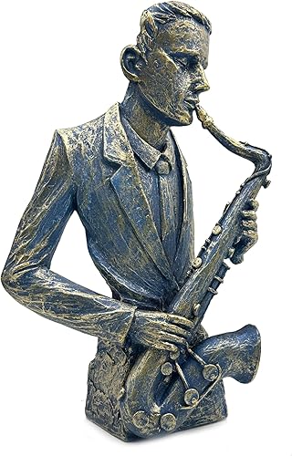 Miniatura 6 de DESHINTKE Figura de saxofonista retro, decoración musical, saxofón de resina, estatuas de músico, escultura moderna para regalos de música en el