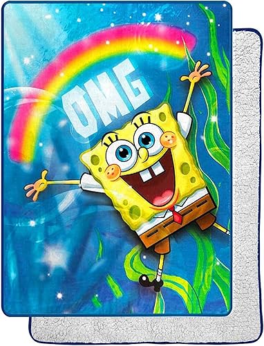 Northwest Manta Sherpa de seda con tacto de Bob Esponja, 60 x 80 pulgadas, OMG