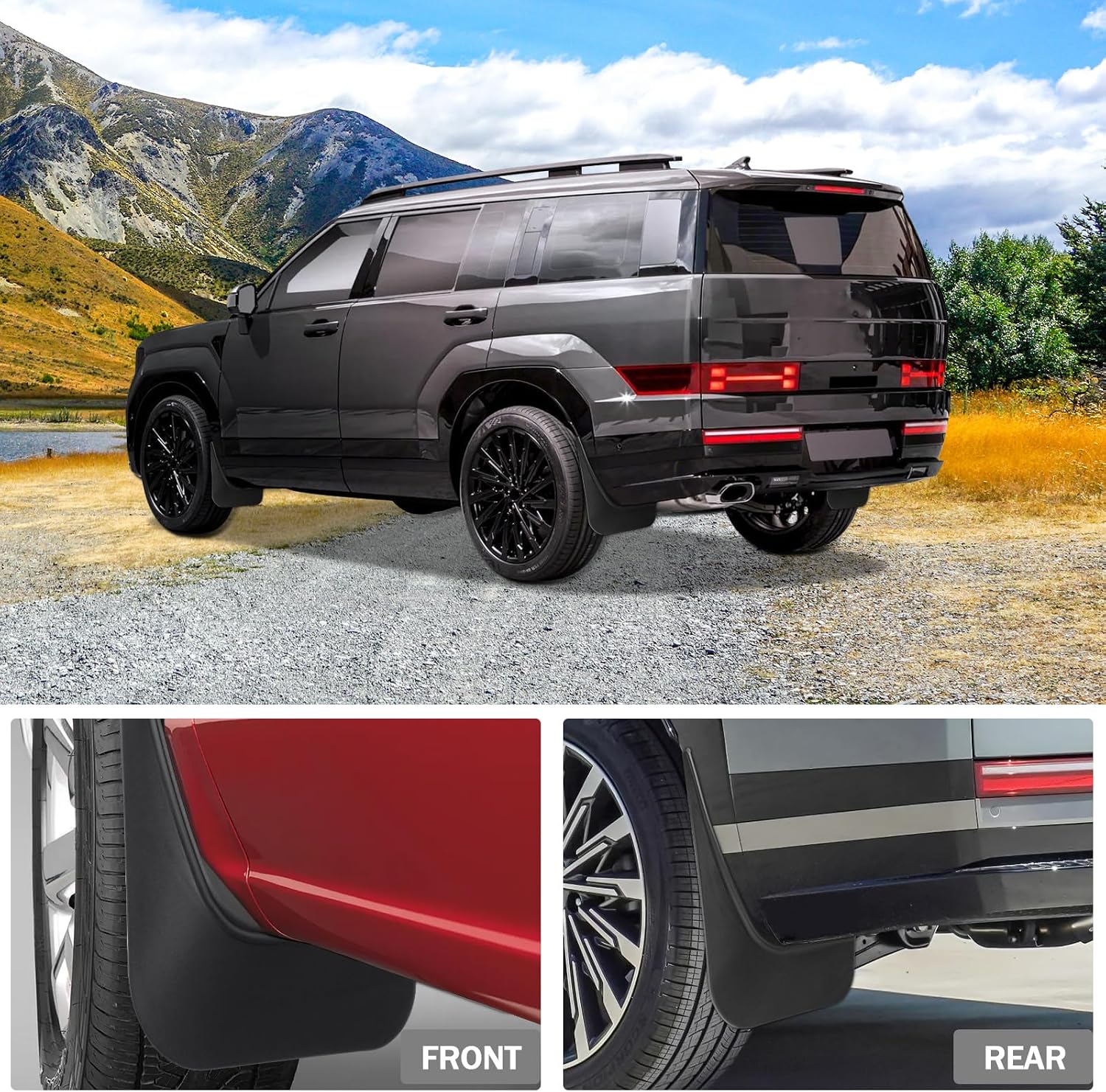 Peleus Upgraded Mud Flaps for Santa Fe 2025 2024 Aerodynamic Mud Flaps Mud Guards Splash Guards Fenders for Santa Fe Accessories 2024 Set of 4 Mudguards Mudflaps