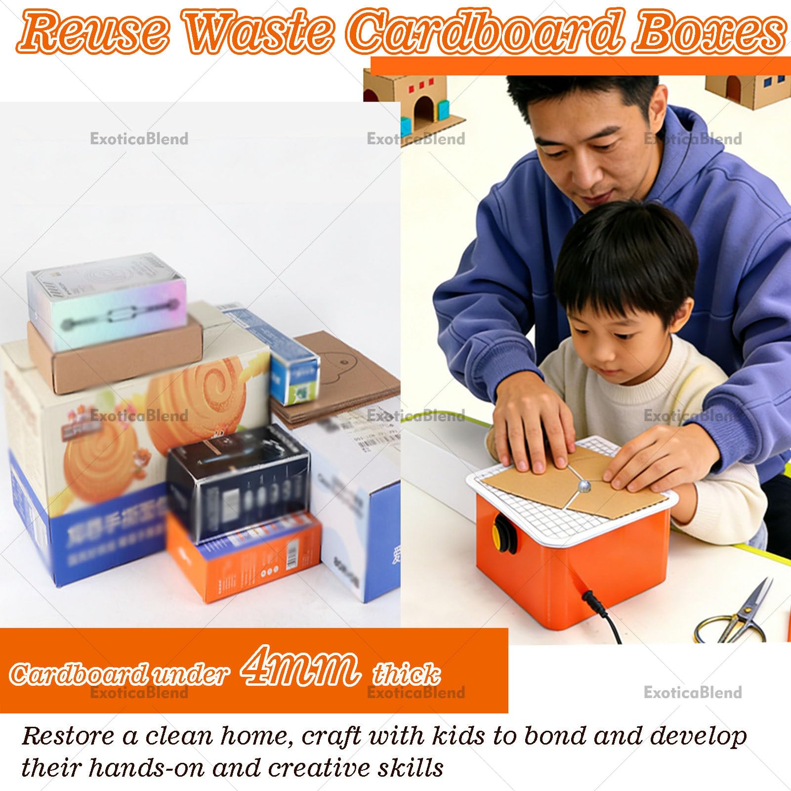 Cortador de Cartón Eléctrico para Niños, Herramienta de Corte de Papel Segura con Ranura para Desechos, para Manualidades y Cajas de