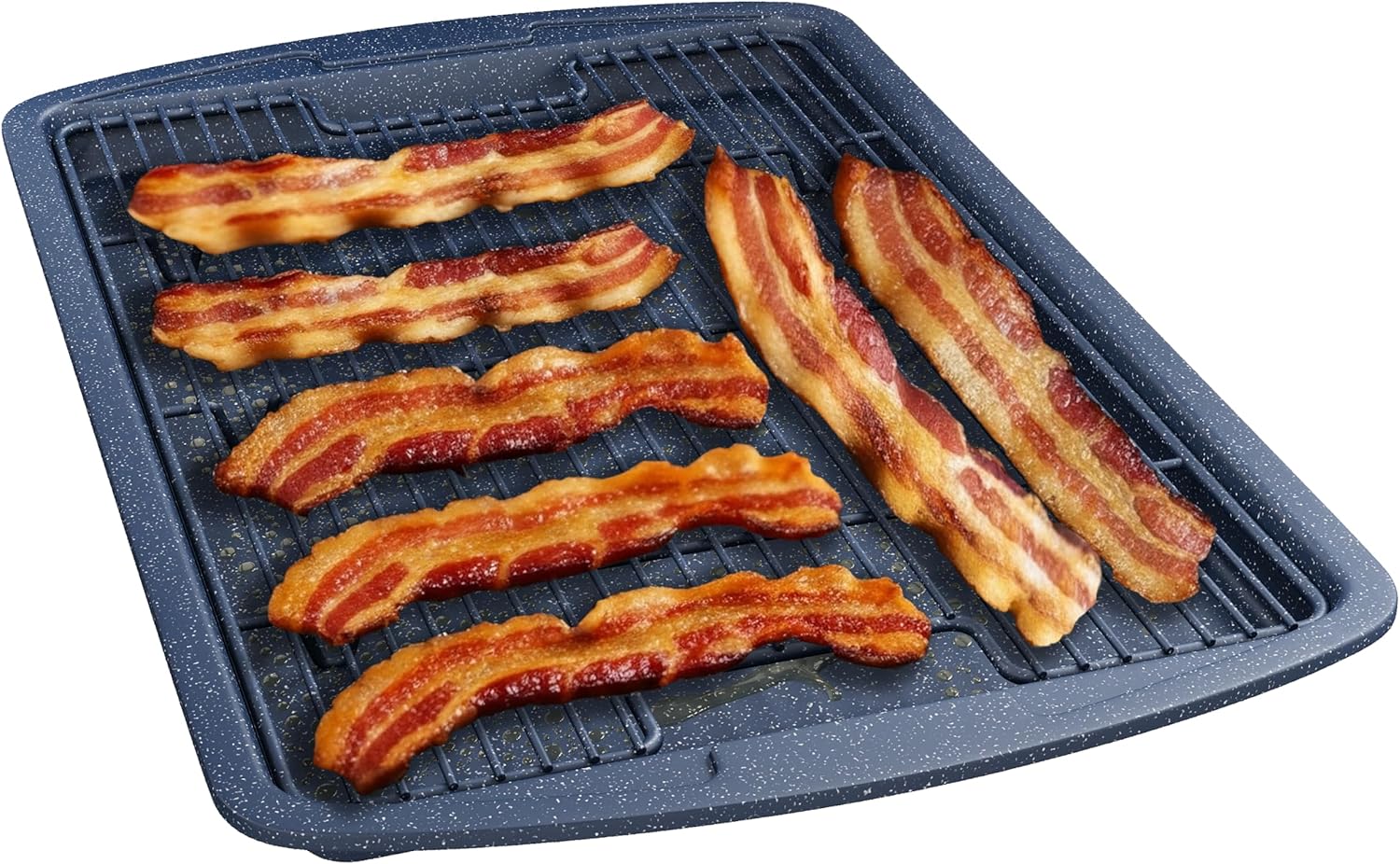 Cookie Sheet with Wire Rack Set, 2-Piece Nonstick Blue Marble Carbon Steel Pan & Cooling Rack, Space-Saving Stackable Set, PFOA, PFOS, PTFE Free, Oven Safe Up to 450°F, 17.4" Pan & 14.7" Rack