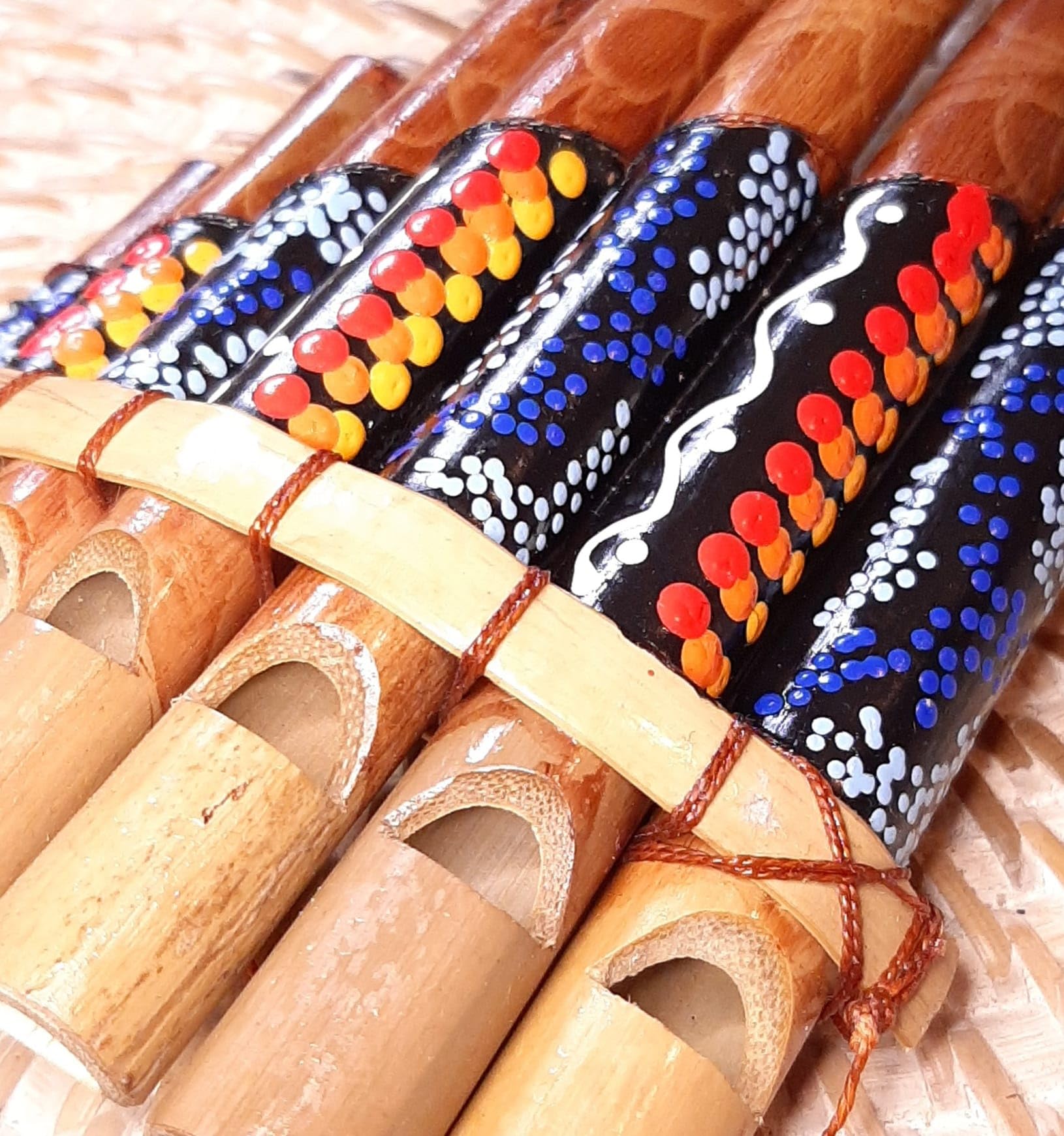 Flûte de pan Péruvienne Artisanale Décorée 7 notes Bambou bois