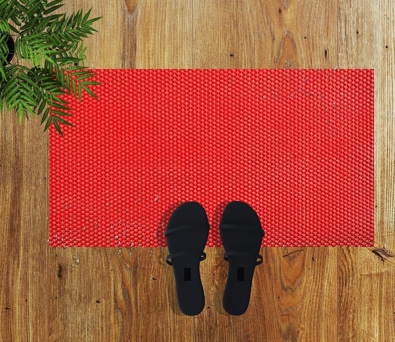 amazelo cart 4x10Ft Drainage Non Slip Rubber Mat | Commercial Use Floor Mat | Bathroom Swimming Pool Shower Doormat | Indoor Outdoor Kitchen Terrace Garden Mats | Waterproof Floor Coverings | Red