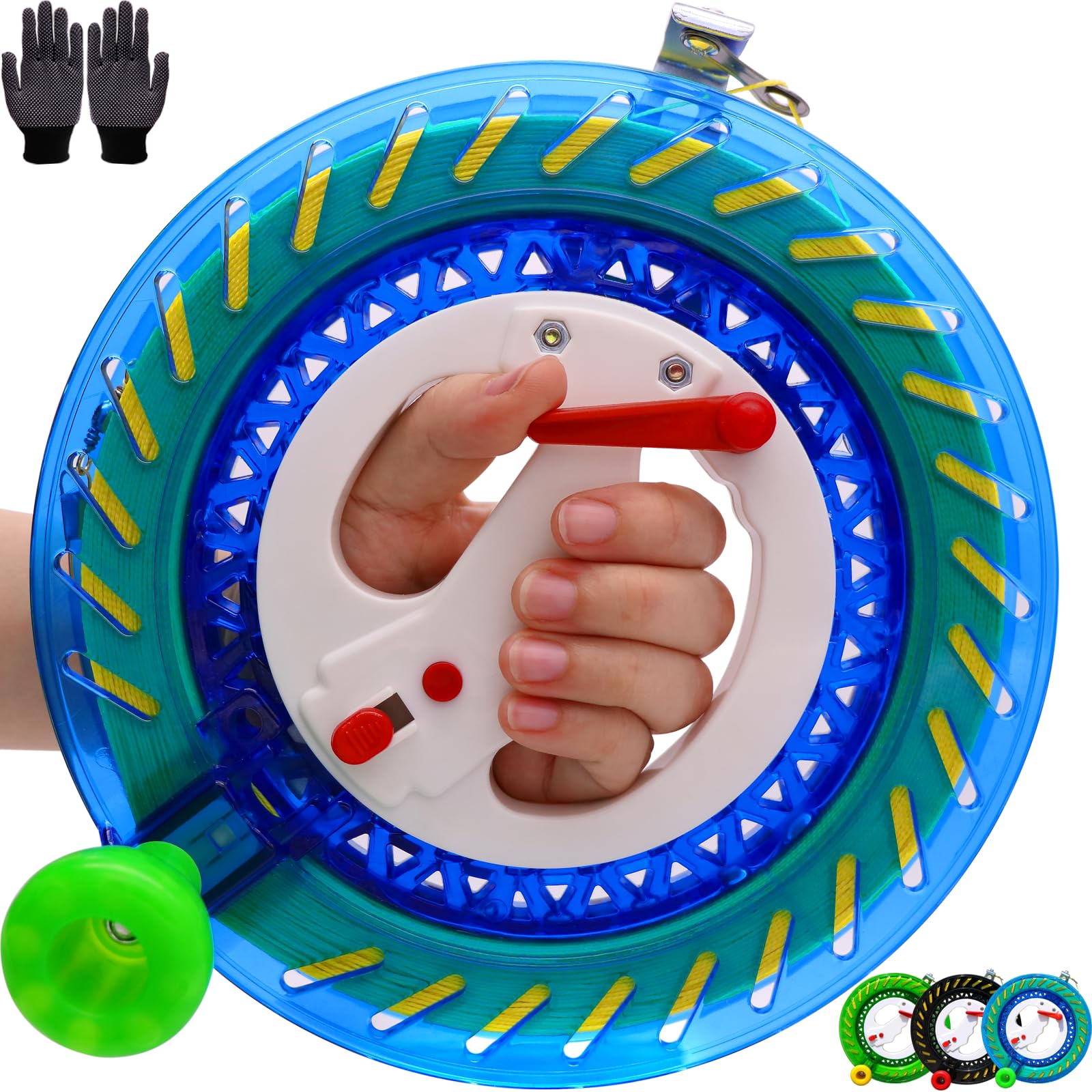 Kite Reel with Upgraded Braking and Anti-Reverse Function, Sizes 8.7'', Kite String in Lengths of 1600 Feet, Large-Size Grip, Any Position Can be