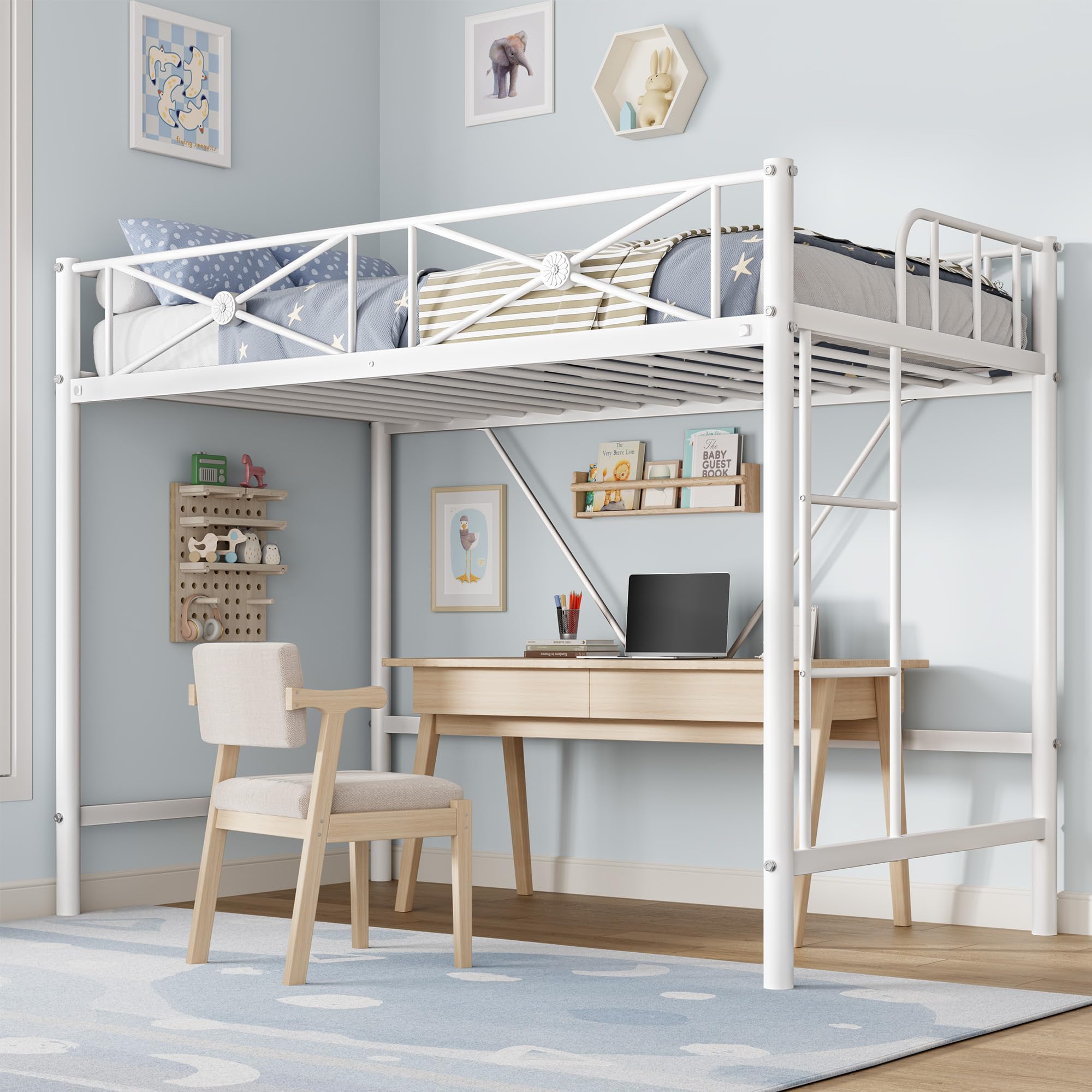 Photo 1 of ***MISSING PARTS***
INCOMPLETE SET*****
GarveeHome Twin Loft Bed Frame, Heavy Duty Metal with 400 Lbs Weight Capacity, Space-Saving & Noise-Free Design, Industrial Loft Bed for Kids, Teens, Adults, White