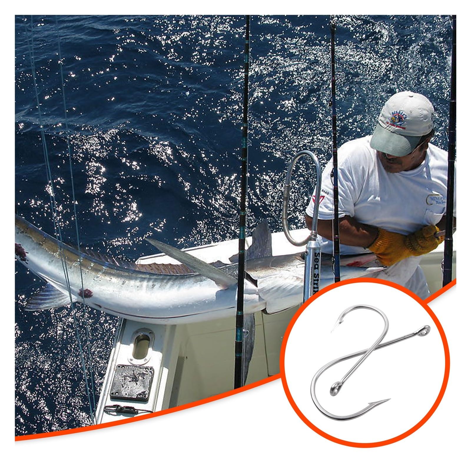 Amo da Pesca, ami da Pesca, 7731 Ami da Pesca for tonno Big Game Ami da Pesca Grandi in Acciaio Inossidabile Ami da Pesca affilati Extra Resistenti 10 Pezzi (Color : 160)