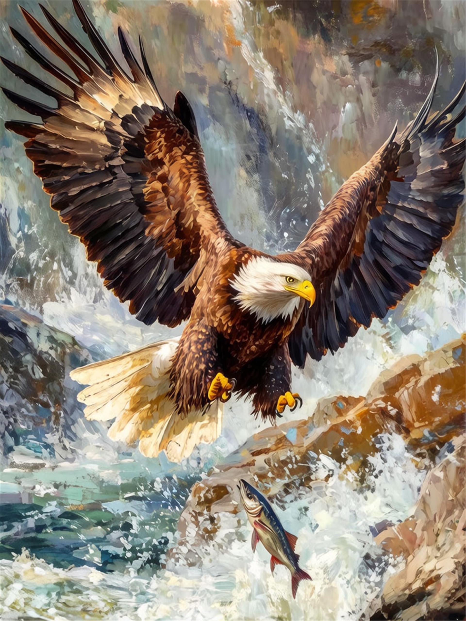 NANJDIAN Adults Eagle Paint by Number Kits,Painting by Number Kits on Canvas,Large Color by Numbers Adult Watercolor Gifts for Friends Wall Decor (Eagle)