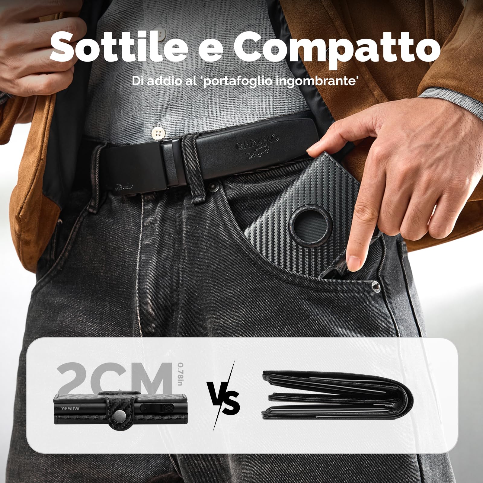 YESIIW Portafoglio Air tag Uomo a capacità Enorme, Airtag Wallet con 7 Scomparti per Carte Pop-up Portacarte Uomo per 12+ Cartes Airtag Portafoglio con Blocco RFID & Chiusura magnetica, Relago Uomo