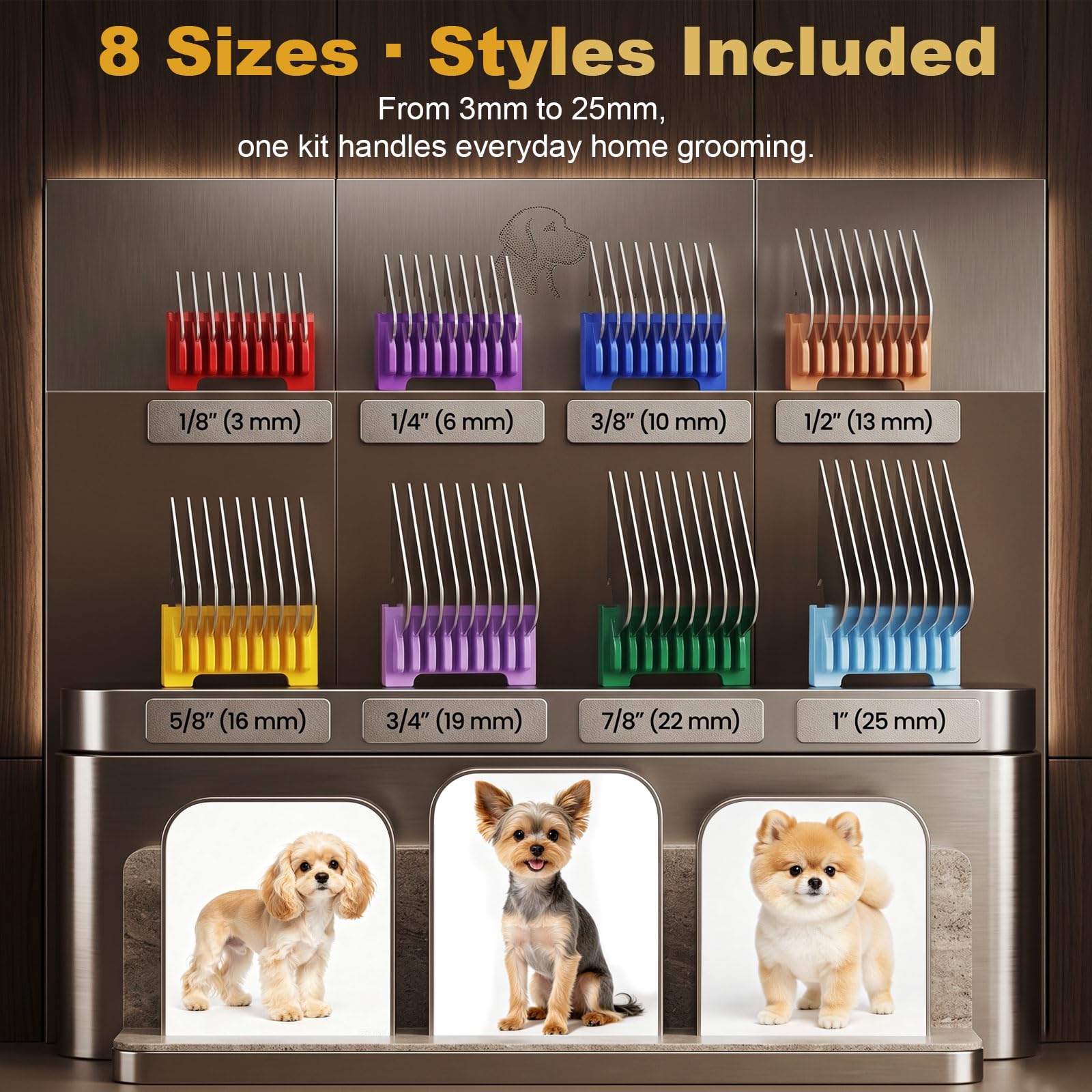 Tosatrice professionale per cani, kit per toelettatura animali domestici a 2 velocità, resistente, con 2 lame staccabili, 8 pettini in metallo, silenzioso, senza fili, per tutti i cappotti
