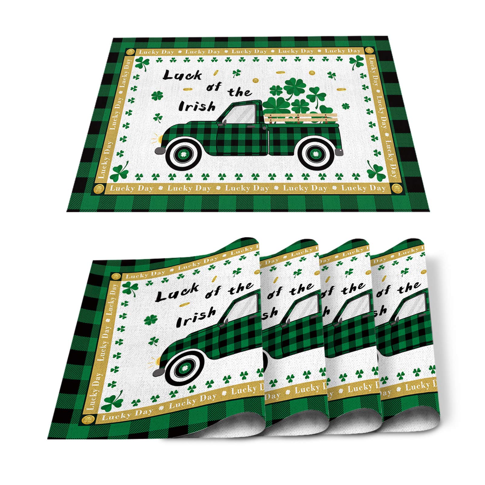 Sponsored Ad - Luck of the Irish, Placemat For Dinning Table Placemat Set Of 6-Cotton Linen Waterproof Cloth Table Mat,Tru...