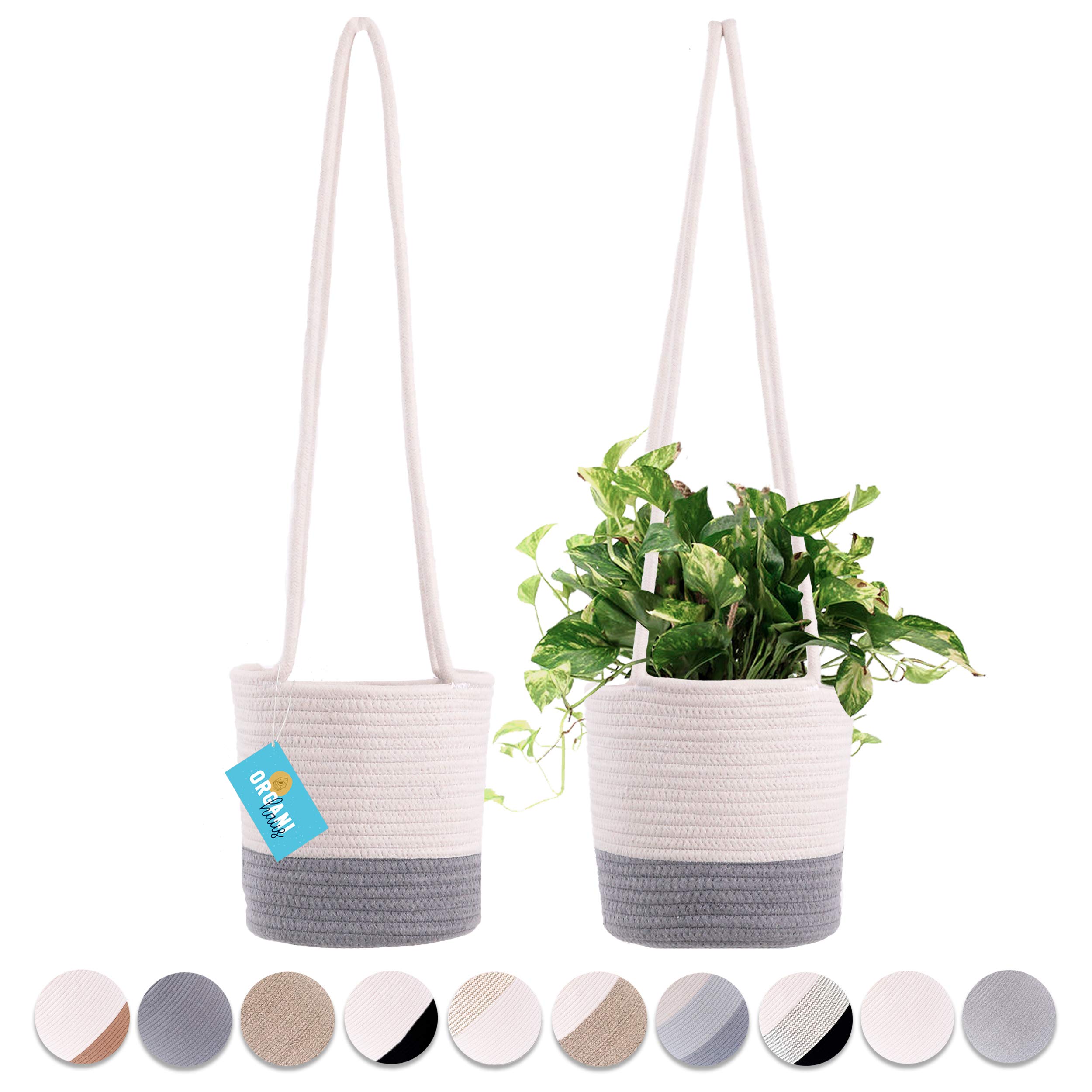 Buy OrganiHaus Set of 2 Jute Rope Hanging Baskets for s 8x8 Hanging