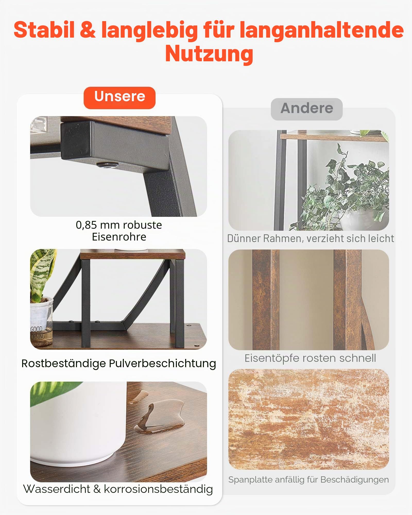 VEVOR Pflanzenständer mit Wachstumslicht, Blumentreppe mit 9 Ebenen, Blumenständer aus Metall, 3 Timer- & 10 Helligkeitsstufen, Blumenregal für die Dekoration von Wohnzimmer & Balkon, 62x28x160 cm