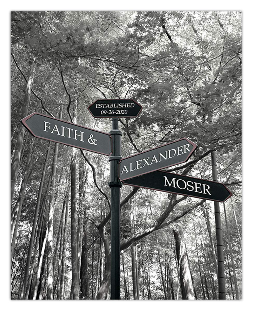 Unique Personalized Street Signs – Custom Names & Date on a Print or Canvas. A Custom Couples’ for an Anniversary or Wedding, Ideal as Romantic Bedroom or Living Room Wall Art & Home Decor