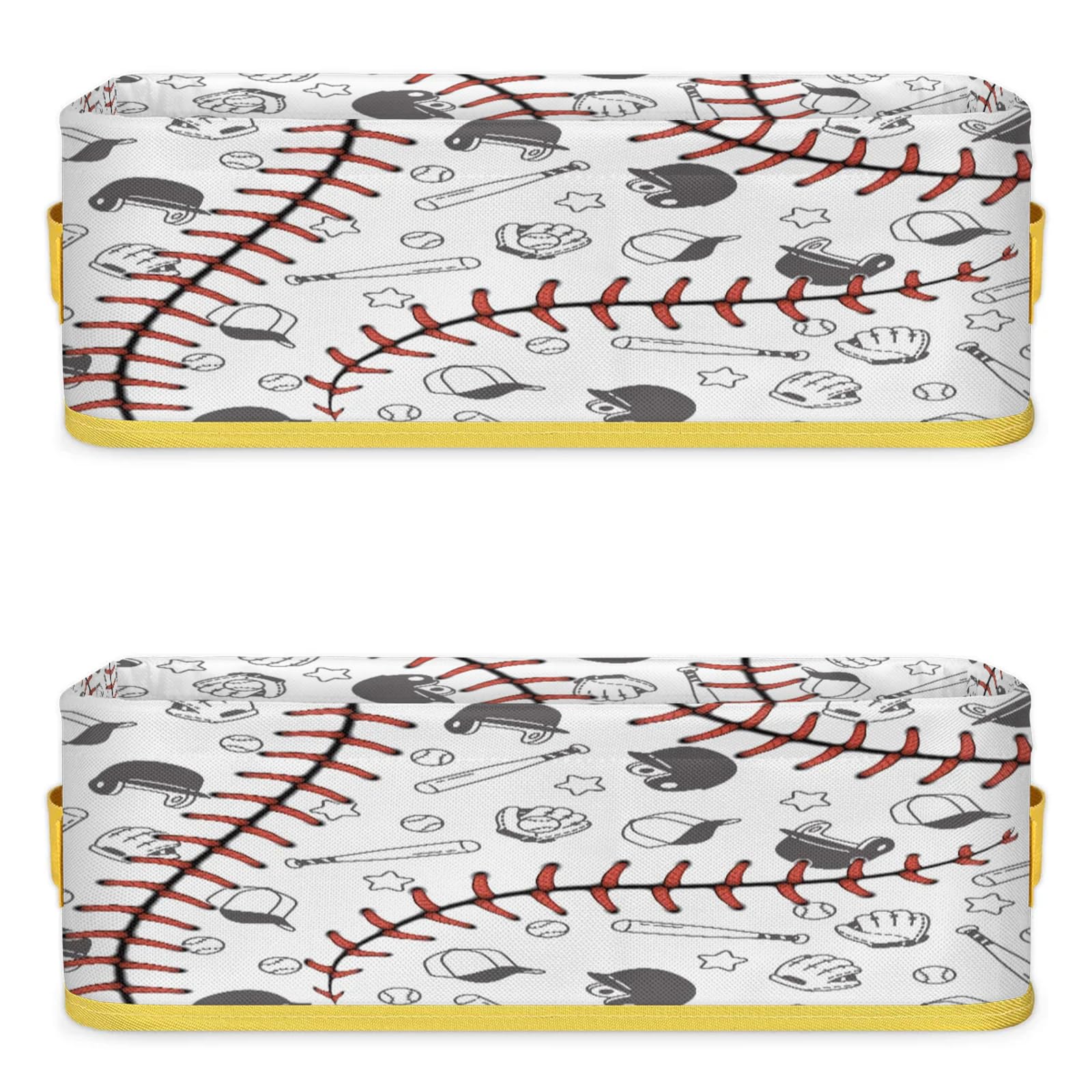 Baseball Bathroom Storage Basket Waterproof Foldable Storage Bins with Handles Decorative Toilet Paper Storage Basket for Organizing for House Bathroom Toiletries Set of 2