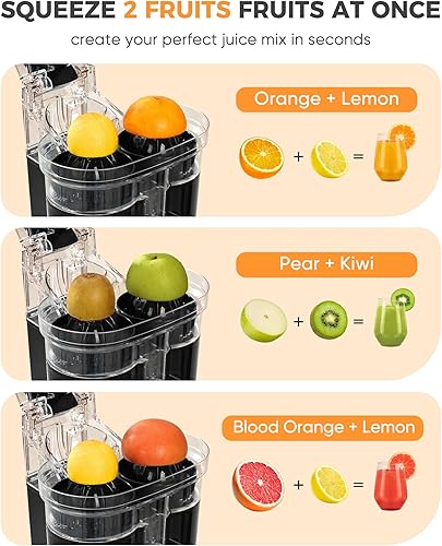 Miniatura 9 de Exprimidor eléctrico de naranja, exprimidor de cítricos de doble cabeza, cortador integrado, máquina exprimidora eléctrica para naranja, limón y