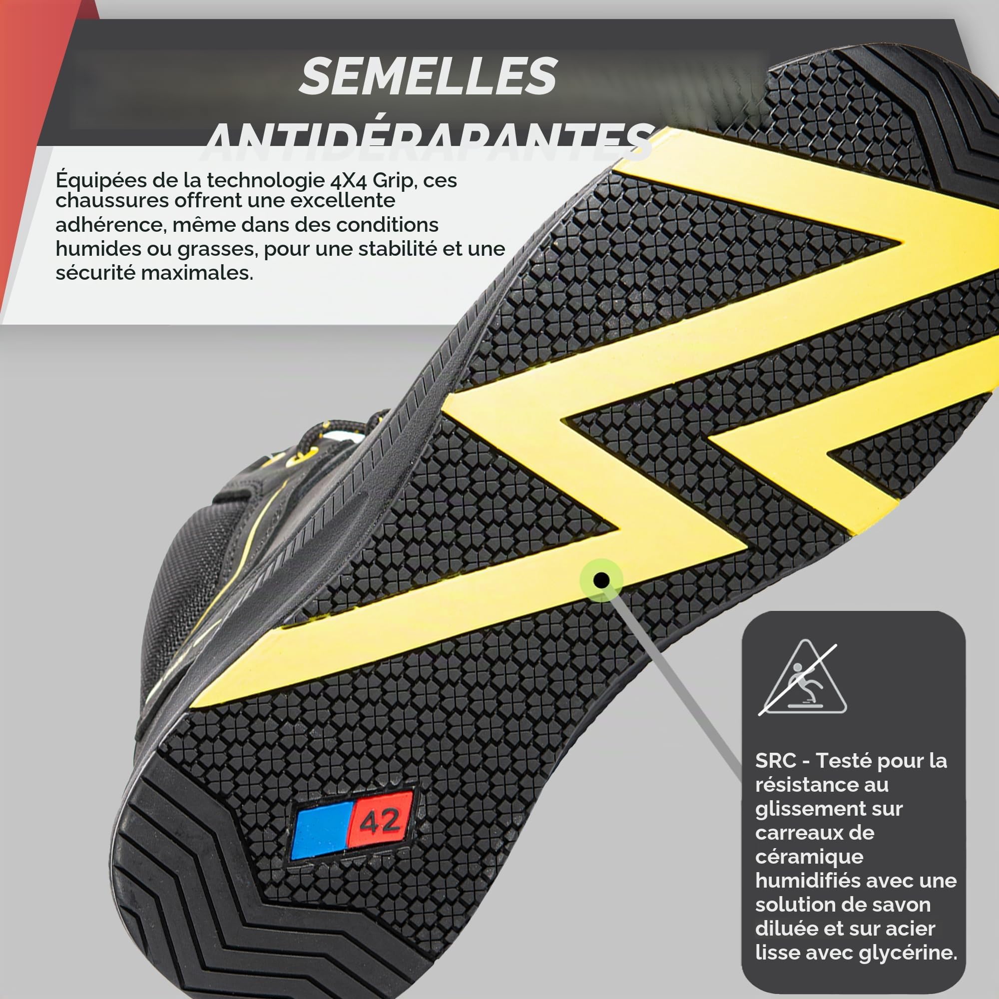BWOLF Phoenix S3 Chaussures de Sécurité Hommes S3 Hi Nabuk Imperméables Antidérapantes 4 x 4 Grip Tech Semelles Ergo Noir, Jaune, Bleu Nuit Taille 45 EU