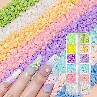 WOKOTO 1 Box 3D Flower and Petal Nail Charms, Mixed Colored Blossom Petal Flower Nail Gems and Rhinestones with Gold Metal Beads, Resin Petal 3D Nail Flowers Charms for Nails Art Jewelry DIY Design