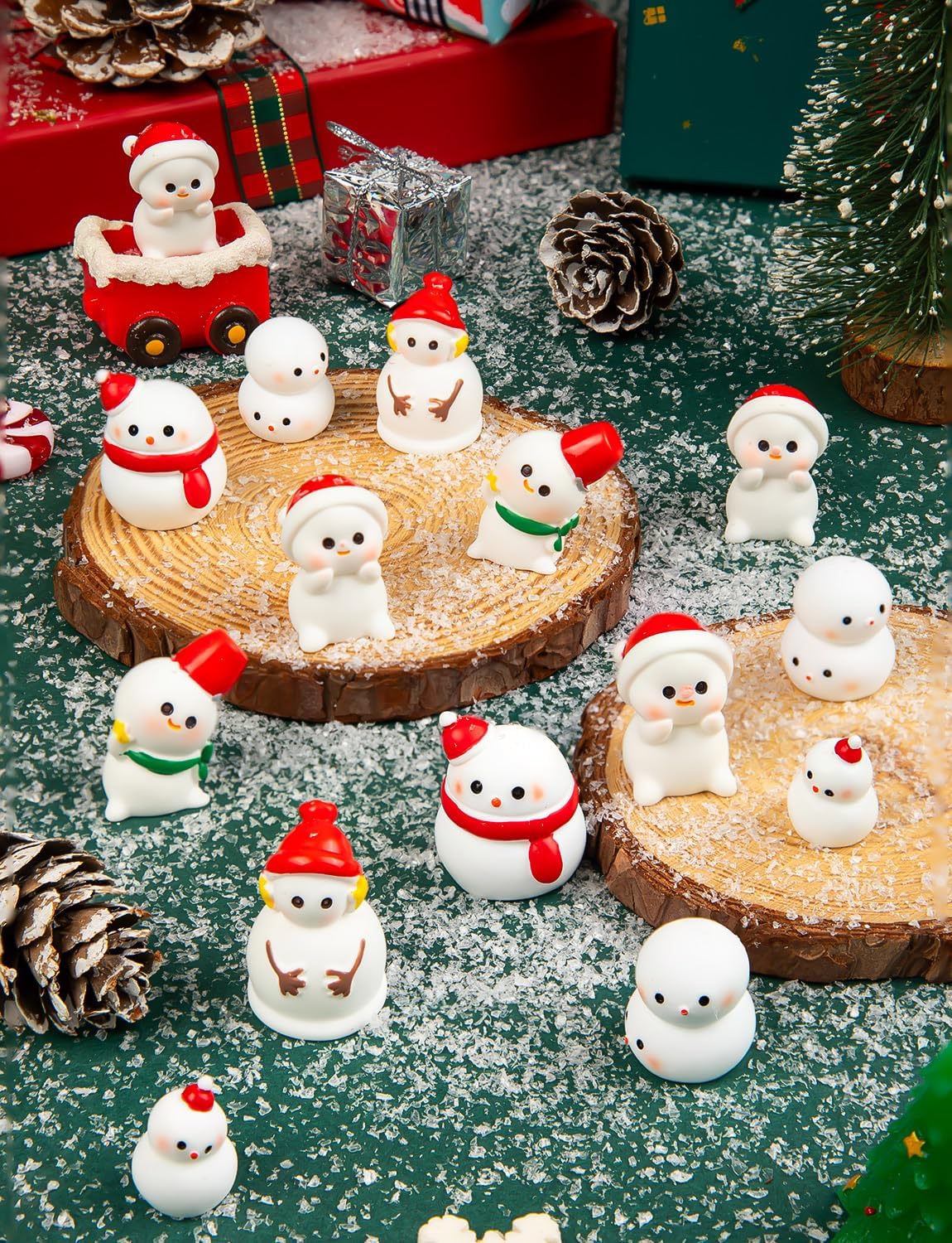 36Pcs Mini Snowman Figurines, Christmas Tiny Resin Snowmen with Hat for DIY Xmas Party Garden Dollhouse Decoration - Image 4