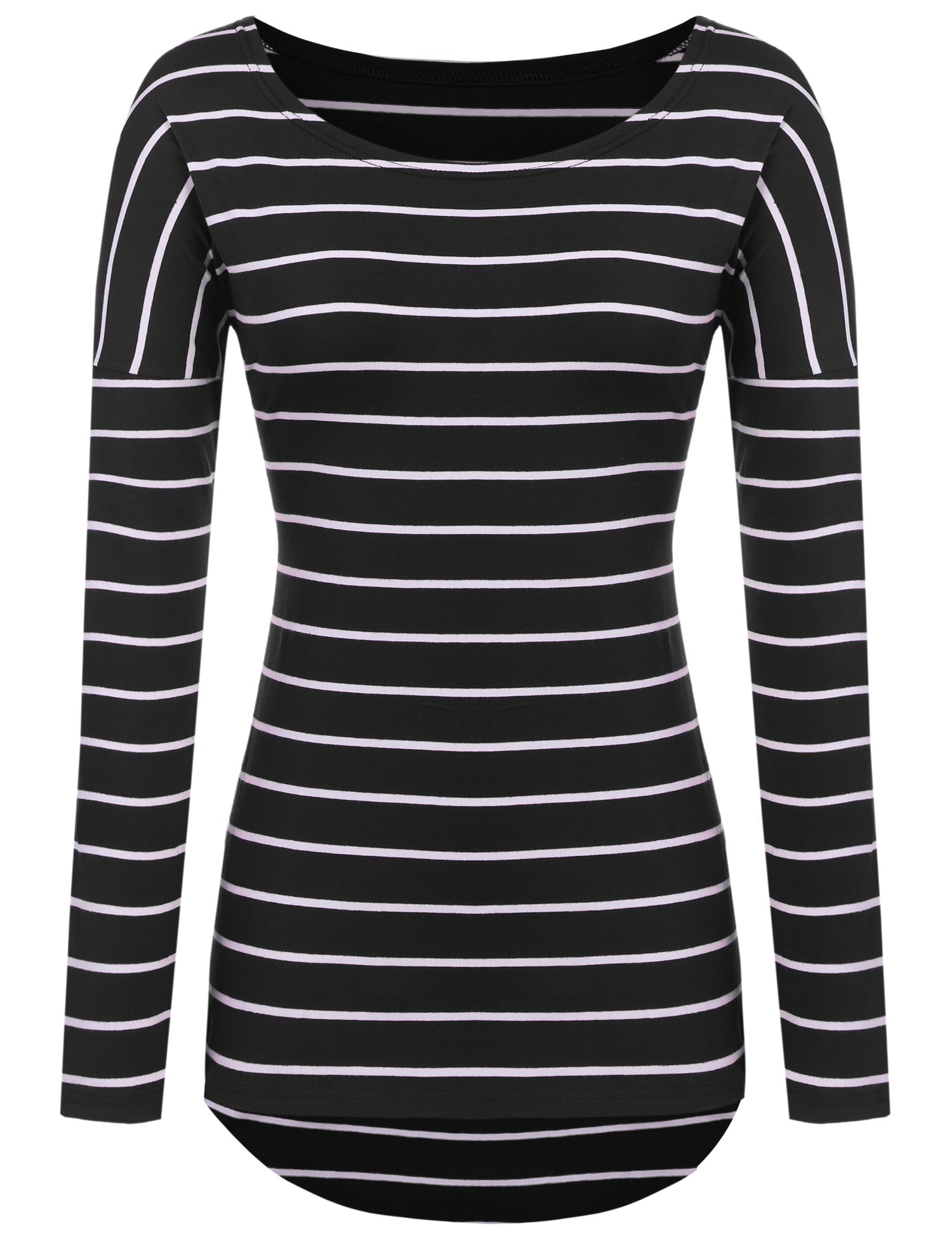 POGTMMLong Sleeve Striped T Shirt Tunic Tops for Leggings for Women