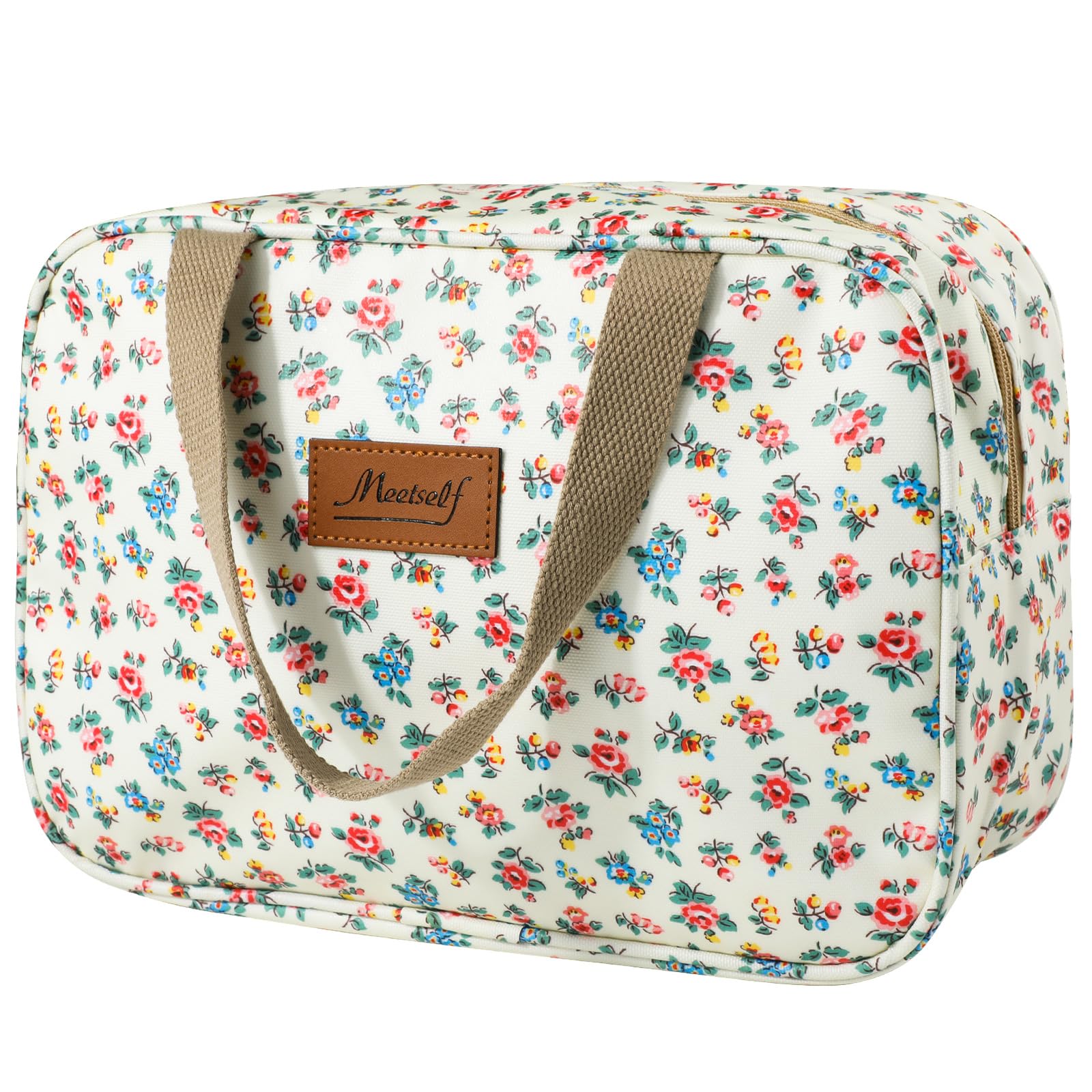 wordmouk Bolsa de Aseo, Neceser Viaje, Bolsas Portátil de Maquillaje, Bolsa de Baño Gran Capacidad Impermeable, Neceser de Maquillaje para Mujer, Bolsa Avion con Cremallera (Floral)