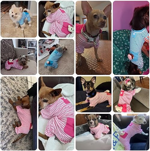 Miniatura 4 de Ropa para cachorros pijamas y mono cómodos para perros con rayas