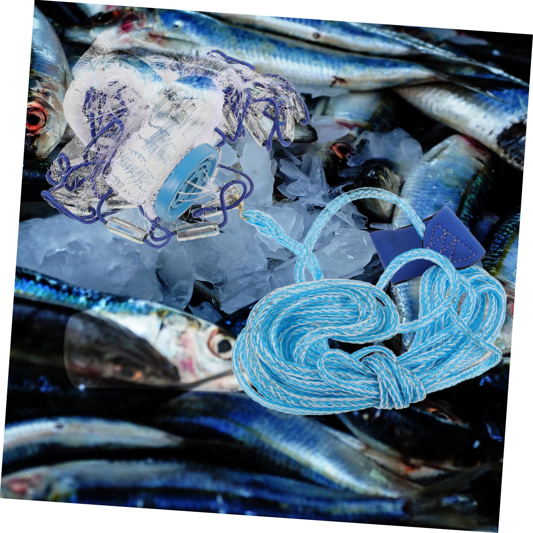Filet de Pêche à Lancer Manuel, 1 Pièce, Ligne Métal, Usage Extérieur