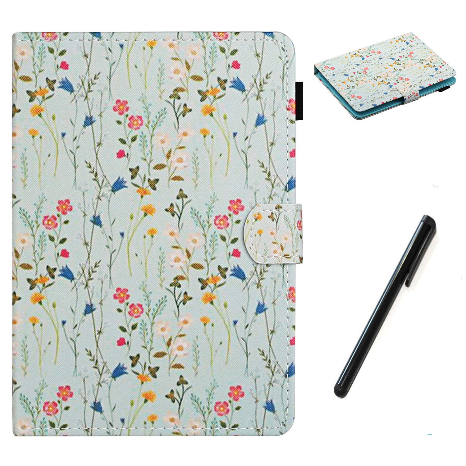 Universal Case for 8 Inch Tablet with Pen, Leather Stand Cover Protective Shell for Fire HD 8,Huawei MediaPad T3 8,Samsung Galaxy Tab A8, Acer Iconia One 8 B1-870,Lenovo Tab E8, Flower