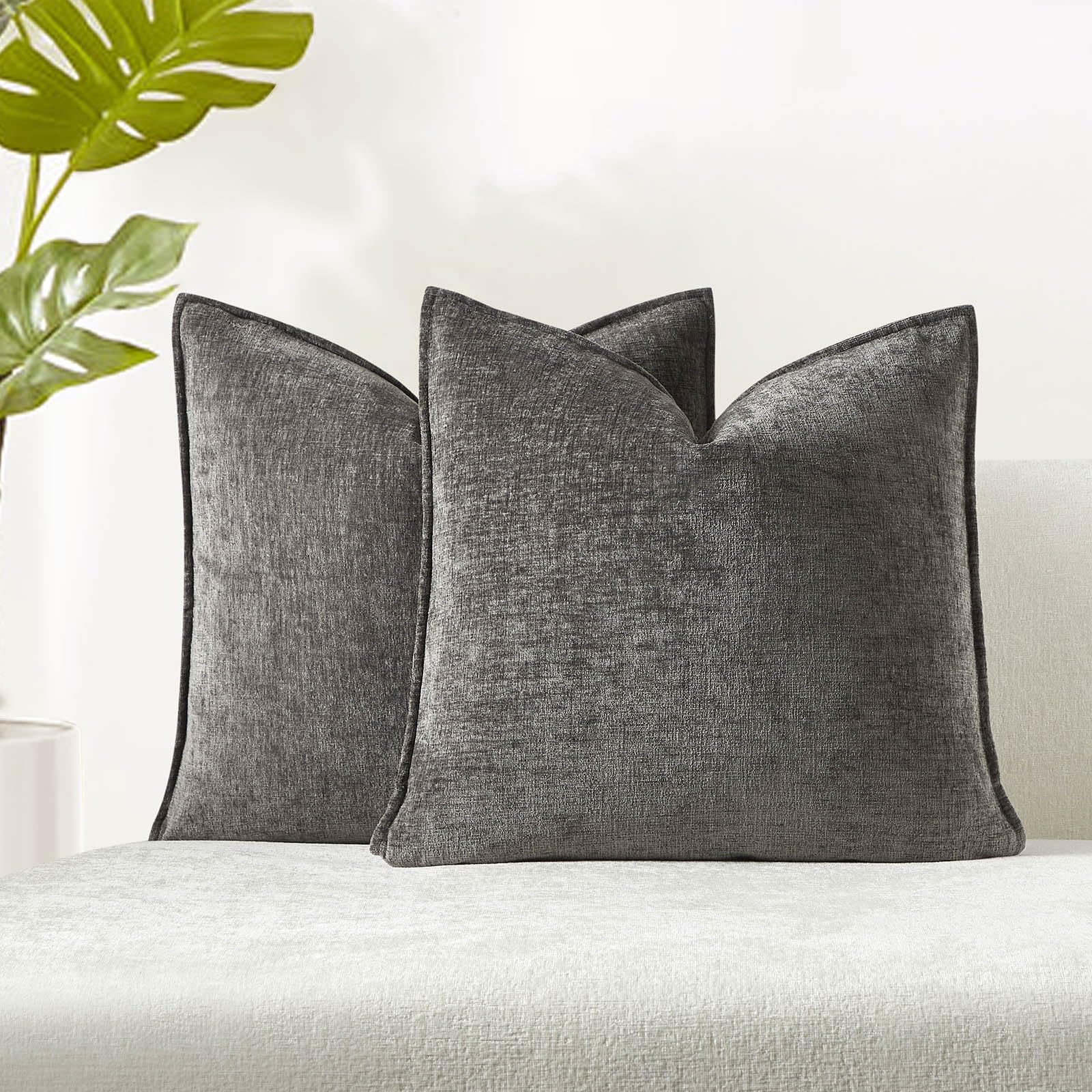 JUSPURBET Chenille Decorative Throw Pillow Covers (Set of 2)
