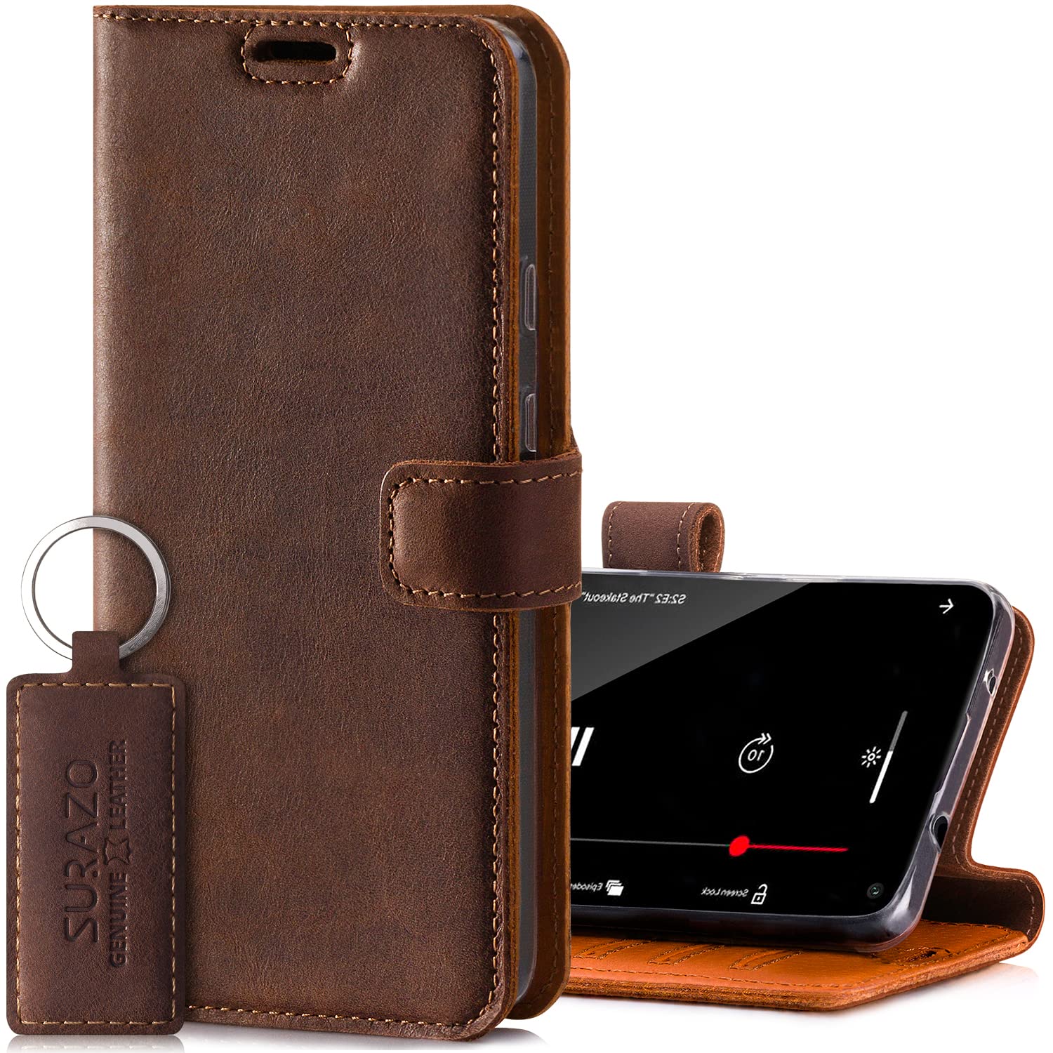 Surazoleather Wallet Mobile Phone Case Compatible With Samsung