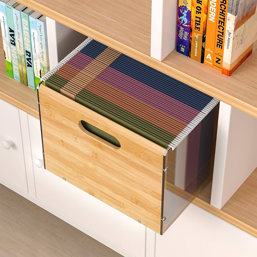 Amazon.com: Sbanmao Letter/Legal Bamboo Acrylic File Box Organizer