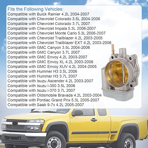 Miniatura 3 de Cuerpo electrónico del acelerador compatible con Buick Rainier Chevy Colorado Impala, Monte Carlo, Trailblazer GMC Canyon Envoy Hummer H3Pontiac