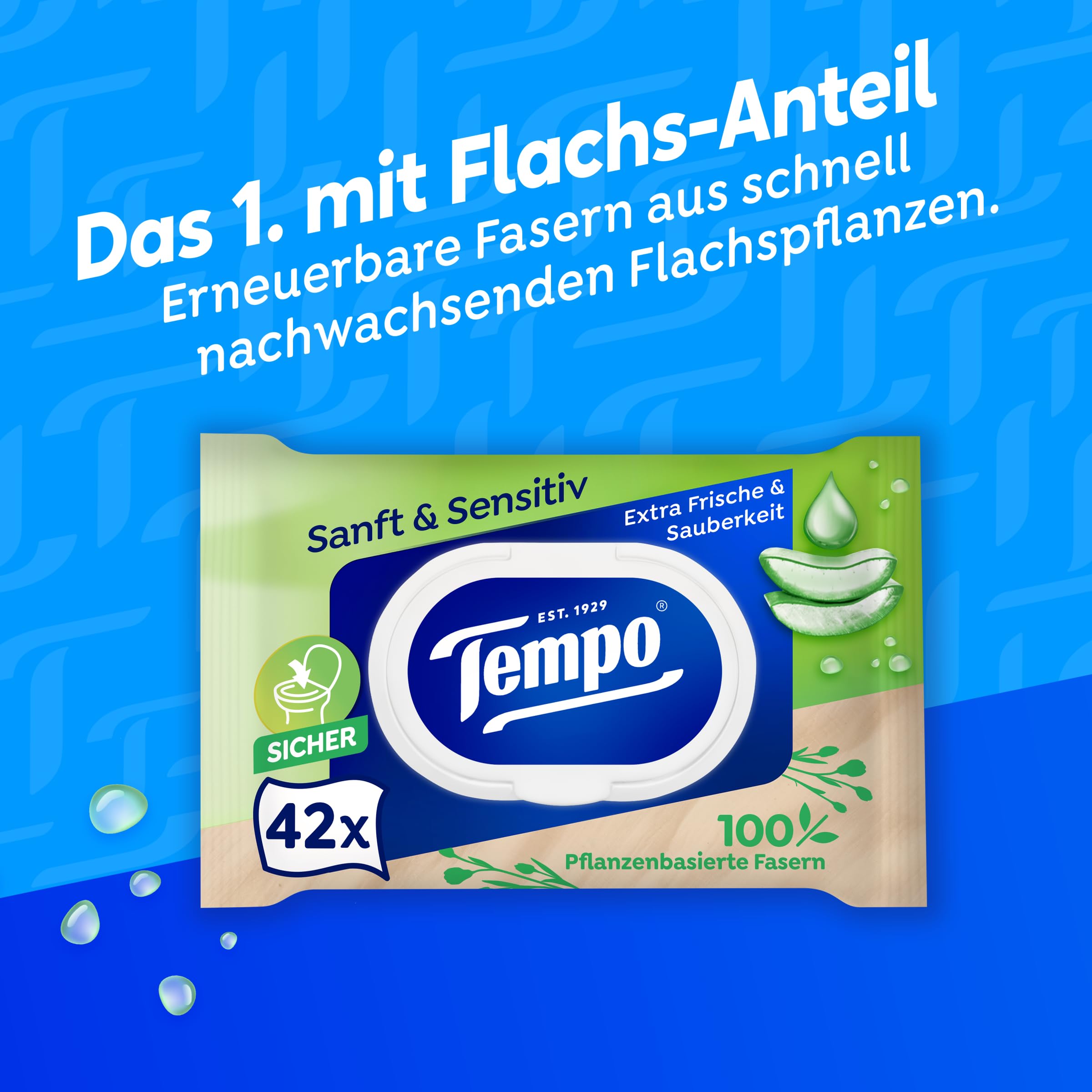Tempo Wilgotne chusteczki toaletowe "Sanft & Sensitiv" – duży pakiet – 16 opakowań po 42 chusteczek – z naturalnym aloesem – wilgotny papier toaletowy, testowany dermatologicznie i neutralne pH
