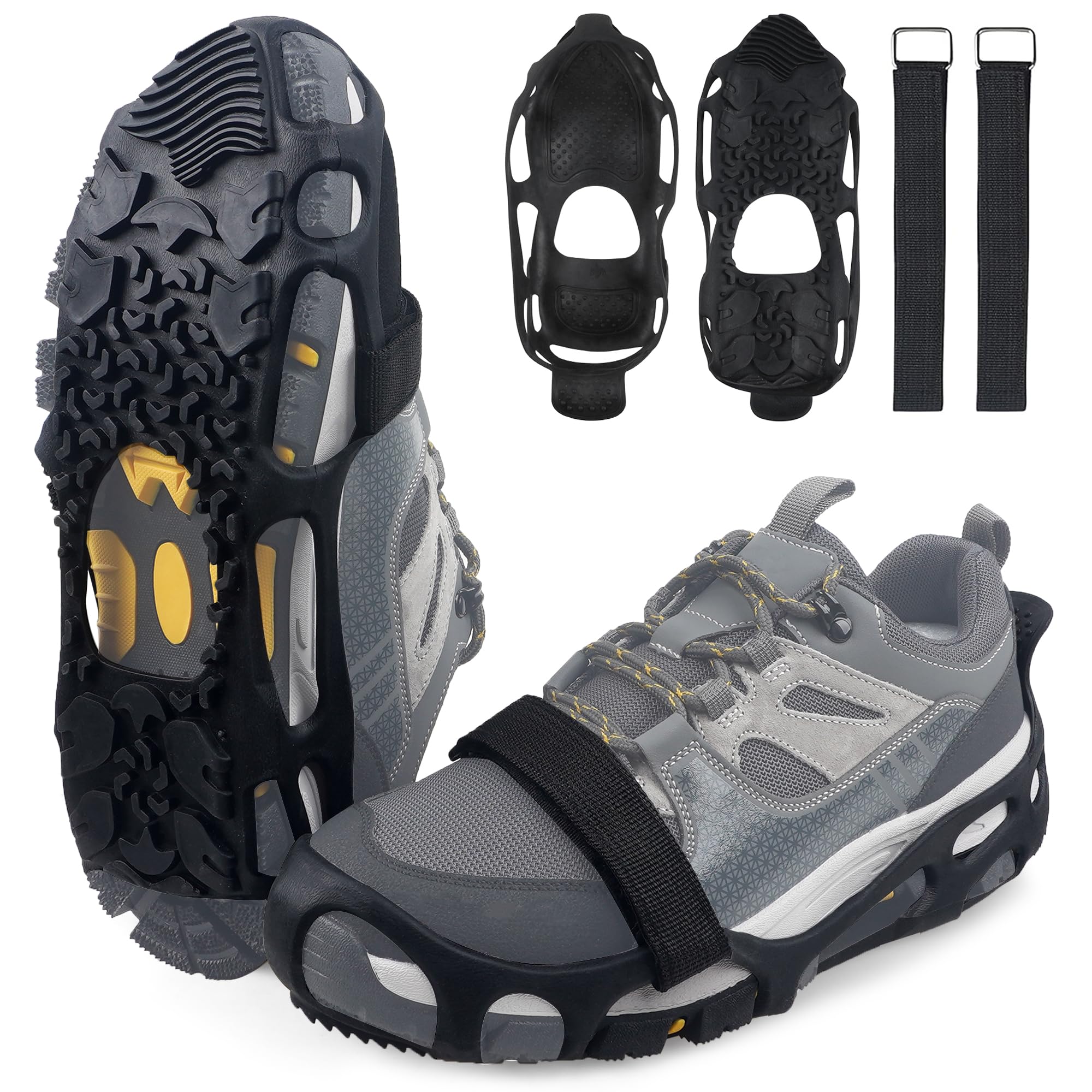 Crampons à glace sans crampons antidérapants pour la neige et l'hiver - Pour surfaces lisses et humides - Utilisation intérieure et extérieure - Chaussures à glace en caoutchouc