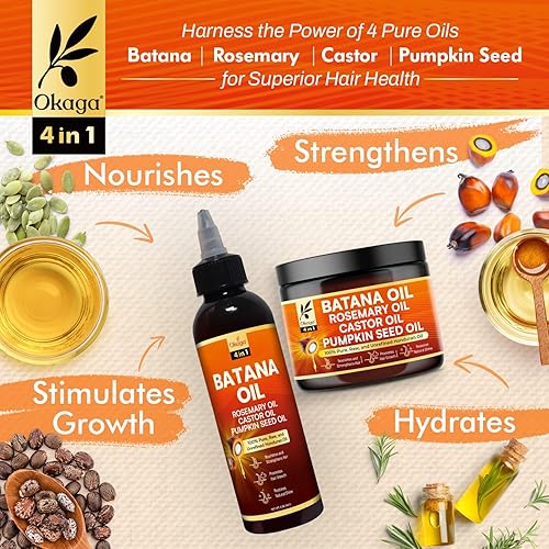 Miniatura 3 de Aceite de batana y crema para el crecimiento del cabello, aceites de semillas de romero, ricino y calabaza, puro y sin refinar, nutre, revive el