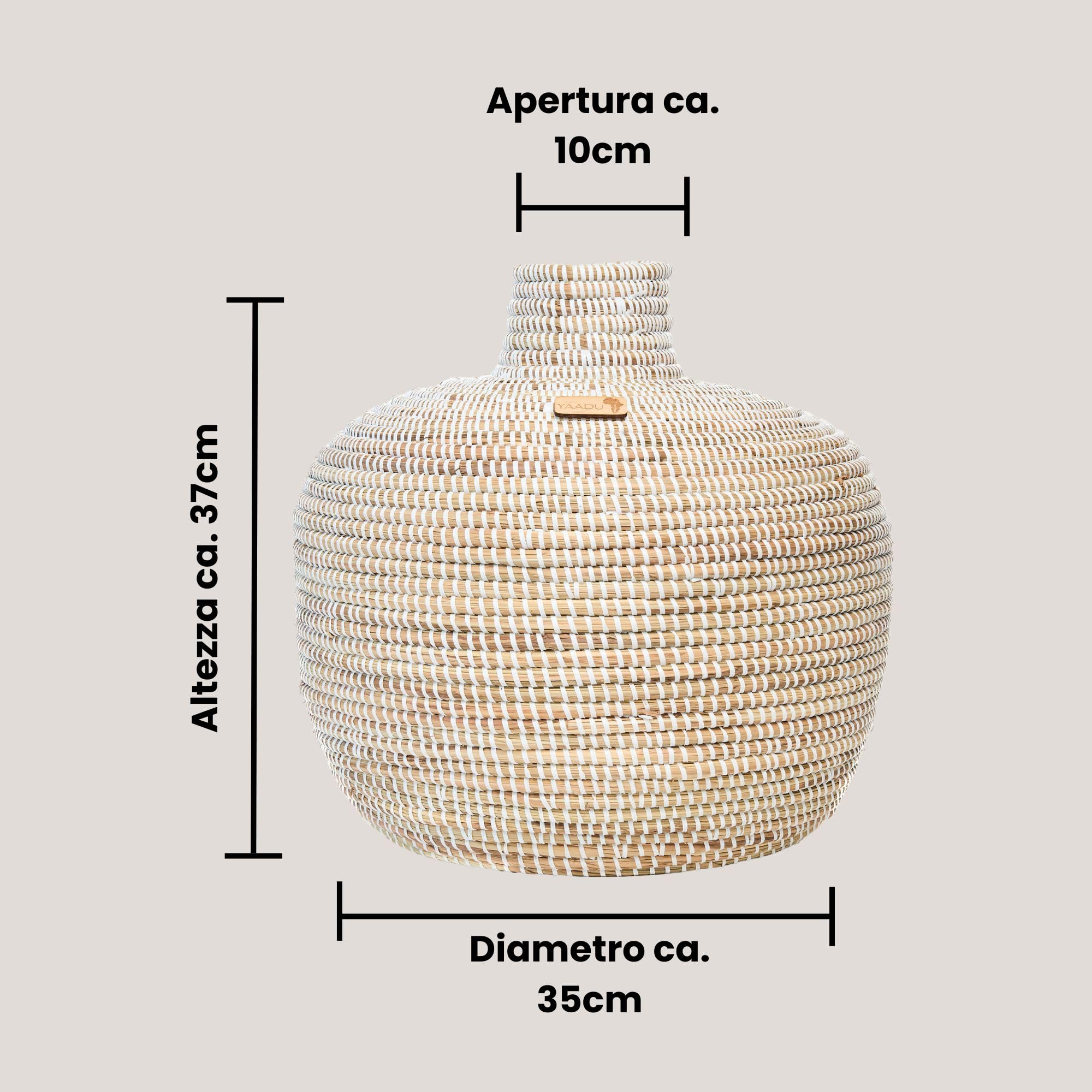 arrón Grande para Pampas 37 cm Cesta Trenzada para Flores secas Decorativa | Hierba de sabana y plástico reciclado, abertura 10 cm, hecho a mano, estilo boho, jarrón decorativo, macetero, modelo Namibia