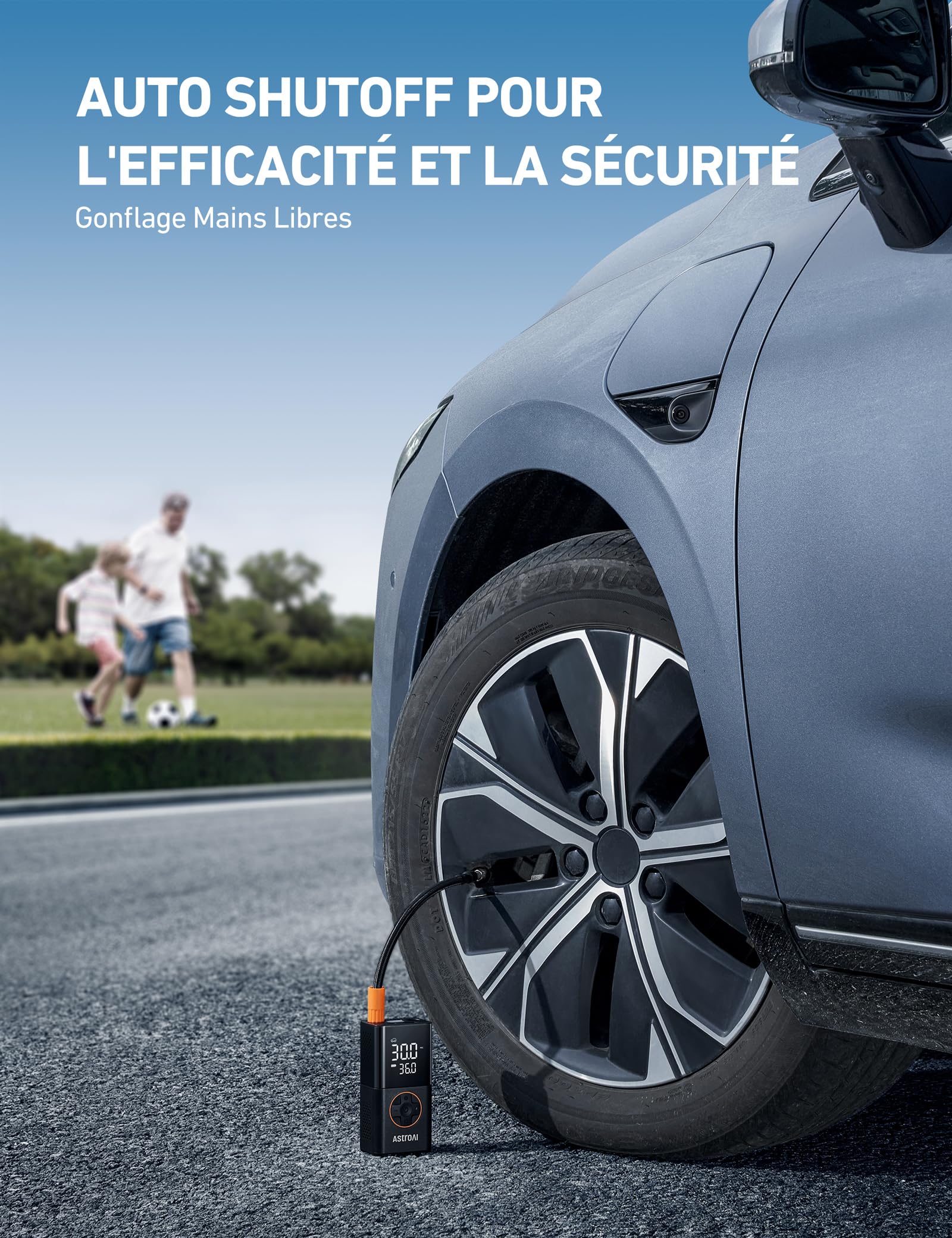 AstroAI Gonfleur Pneus Voiture Sans Fil, Compresseur à Air Portatif 150 PSI | Plus Rapide, Compacte & Faciles Ranger, Écran Truegauge Précis, Arrêt Automatique, Polyvalents pour Vélos, Motos, Boules Noir