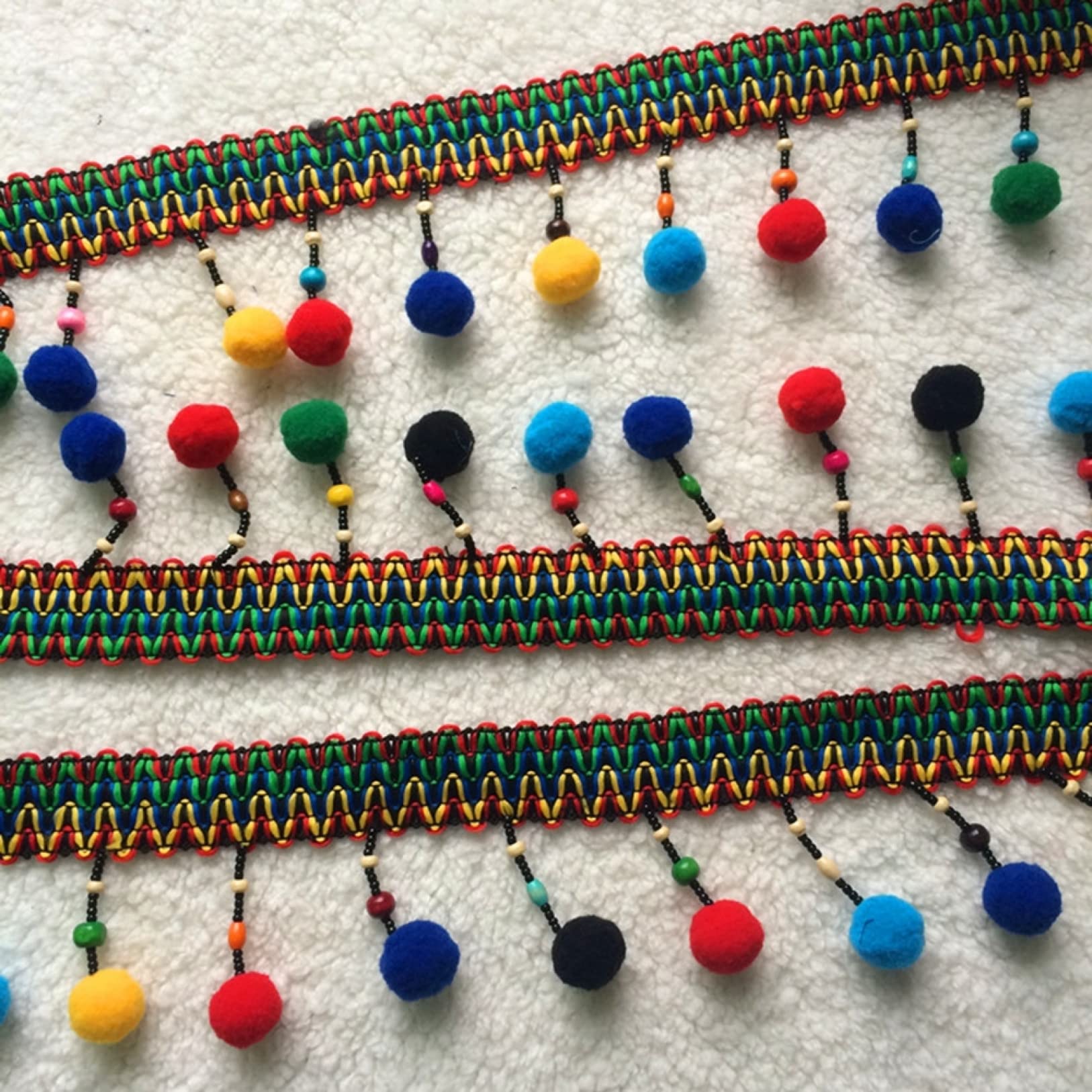 5 Yards Pom Ball Trim Quaste Fransenband | Nähen Handwerk DIY Tasche Kleidung dekorative Spitze Vorhang Lampenschirme Dekor