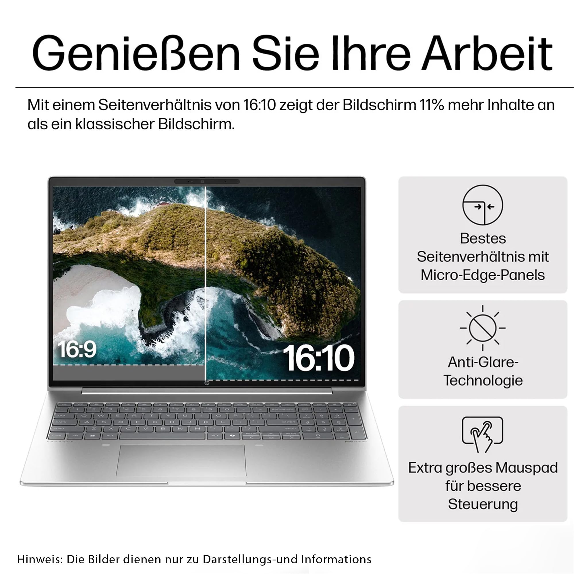 HP ProBook 460 G11 Business Laptop, Intel Core Ultra 5 125U, 16" WUXGA Display, Intel Grafik, 16 GB DDR5 RAM, 512 GB SSD, Deutsches Tastatur-Layout, Wi-Fi 6E, Windows 11 Pro, Silber