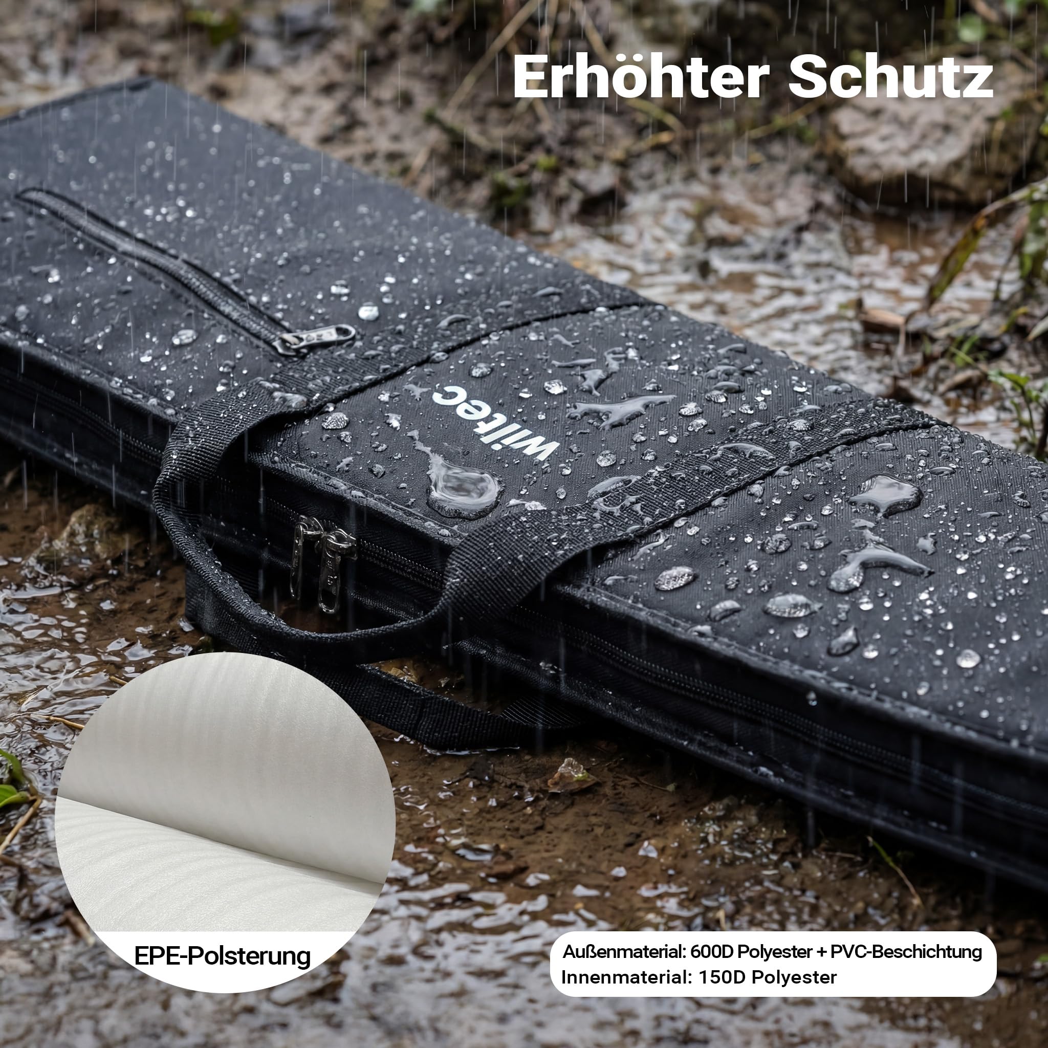 Wiltec Wasserabweisende Gewehrtasche mit Polsterung, Gewehrfutteral mit Reißverschluss, Waffentasche mit robustem Außenmaterial