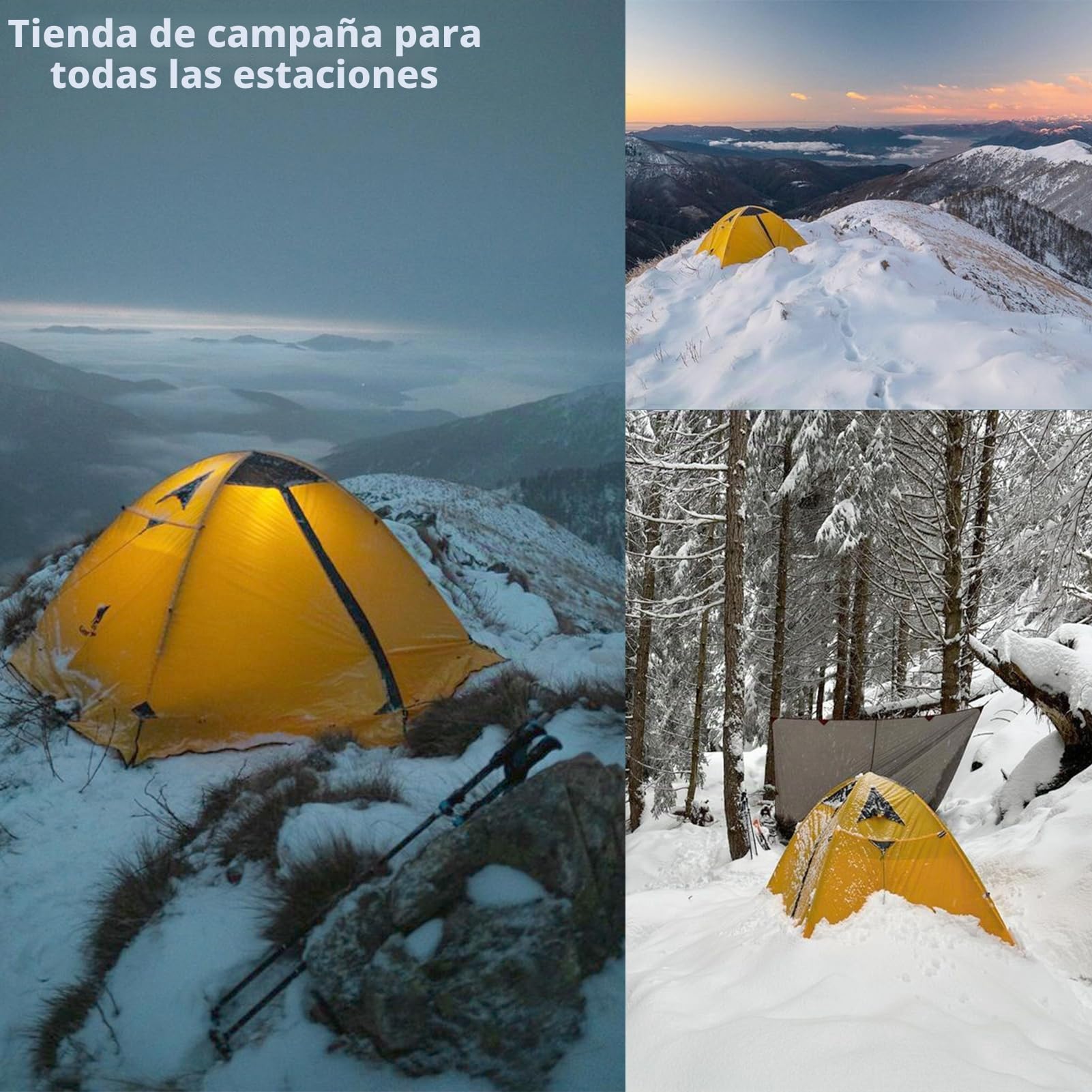 GEERTOP Tienda de campaña para 2 Personas, 4 Estaciones Impermeable Doble Capa Tienda de Camping para Caza, Senderismo, Escalada, Viajes, fácil configuración