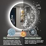 S·BAGNO 24'' Round Bathroom Mirror with Lights, LED Bathroom Vanity Wall Mirror with Anti-Fog, Stepless Dimmable, 3 Colors, Tempered Glass Lighted Vanity Smart Mirror for Bathroom