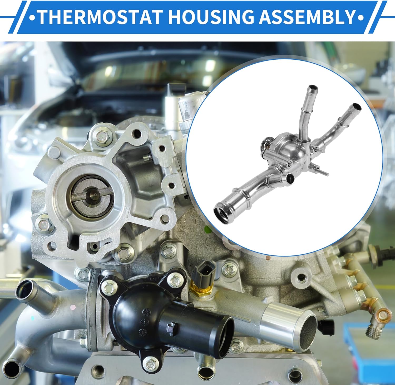 Upgrade Aluminum Coolant Thermostat Housing Assembly for Chevy Equinox Impala Malibu for GMC Terrain for Cadillac SRX XTS for Buick LaCrosse Replace No.12651113/12689039