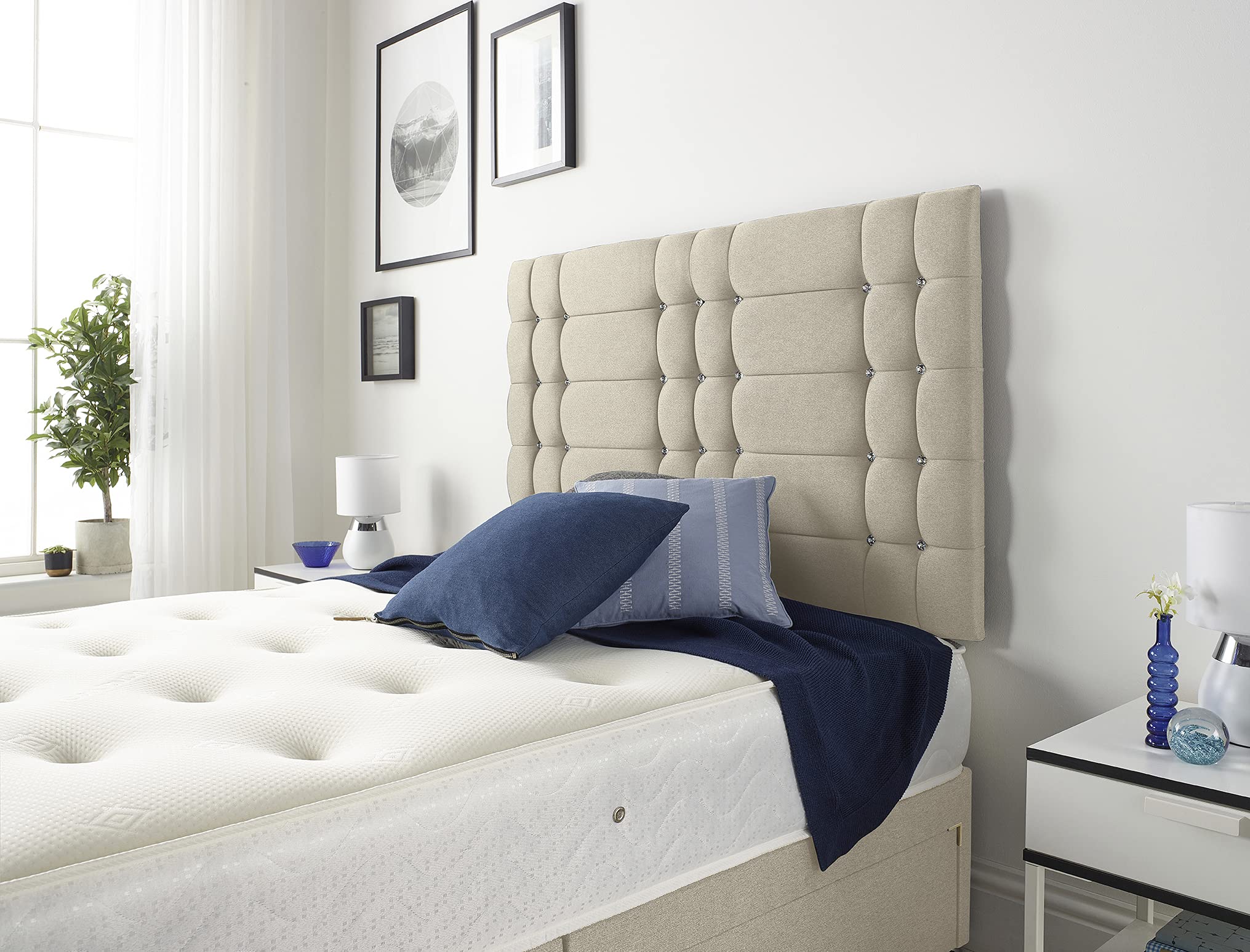 Bed Centre Bliss 32 Inch or 54 Inch Headboard Available in Different Fabrics and Colours - 3FT,4FT,4FT6,5FT,6FT (4FT6 Double, 32 Inch High With Struts, Tweed Natural)
