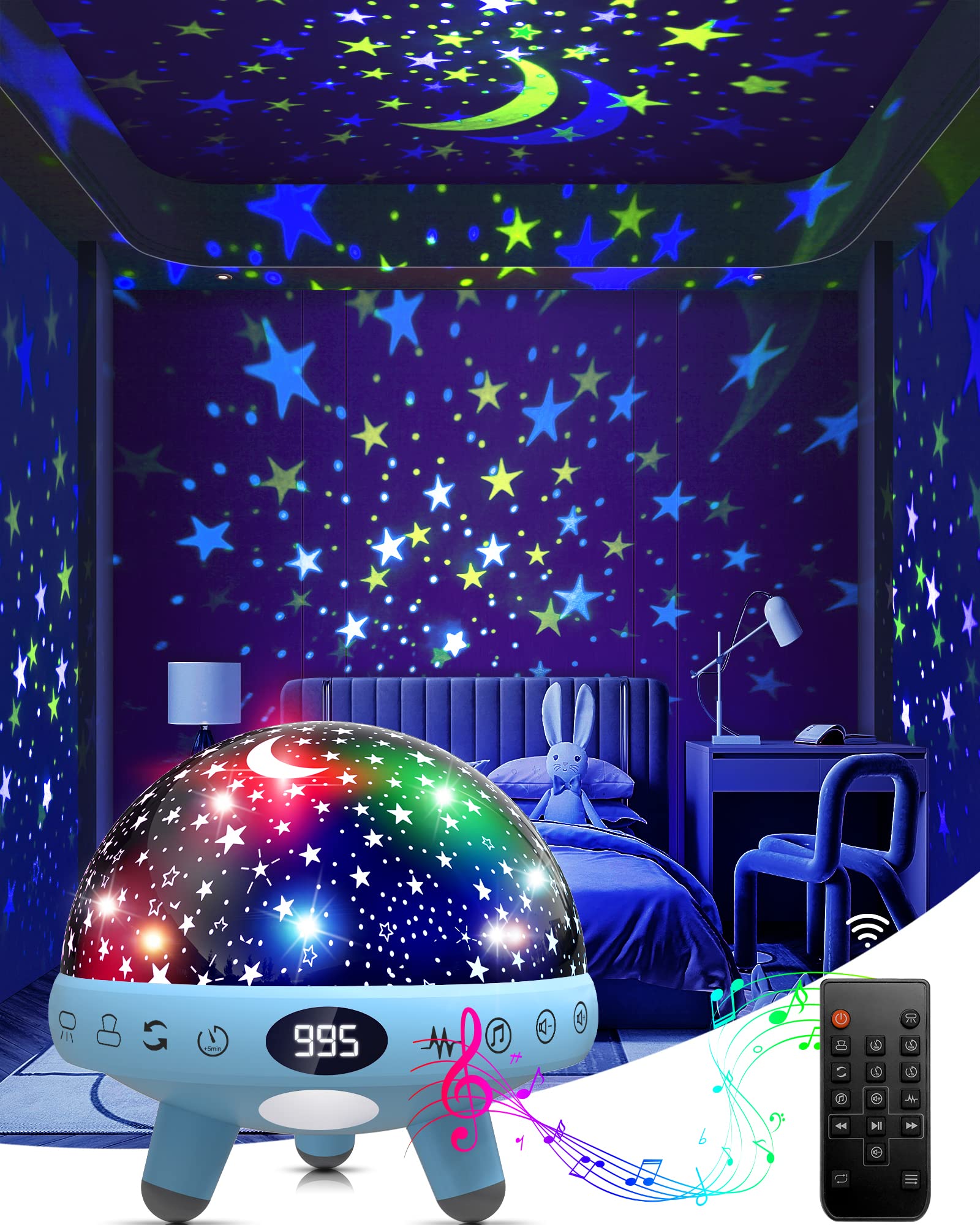 YACHANCEBaby Night Light Star Projector for Children Kids Lights Toys for Boys Gifts White Noise Machine with 29 Soothing Sounds.Sound Machine
