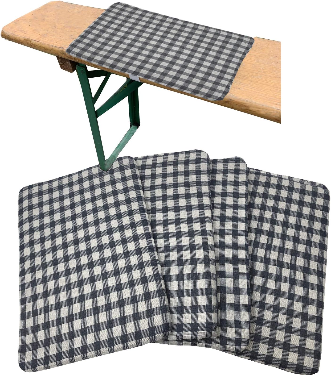 JEMIDI 4x Bierbankkissen Sitzkissen für Bierzeltgarnitur Bierbank