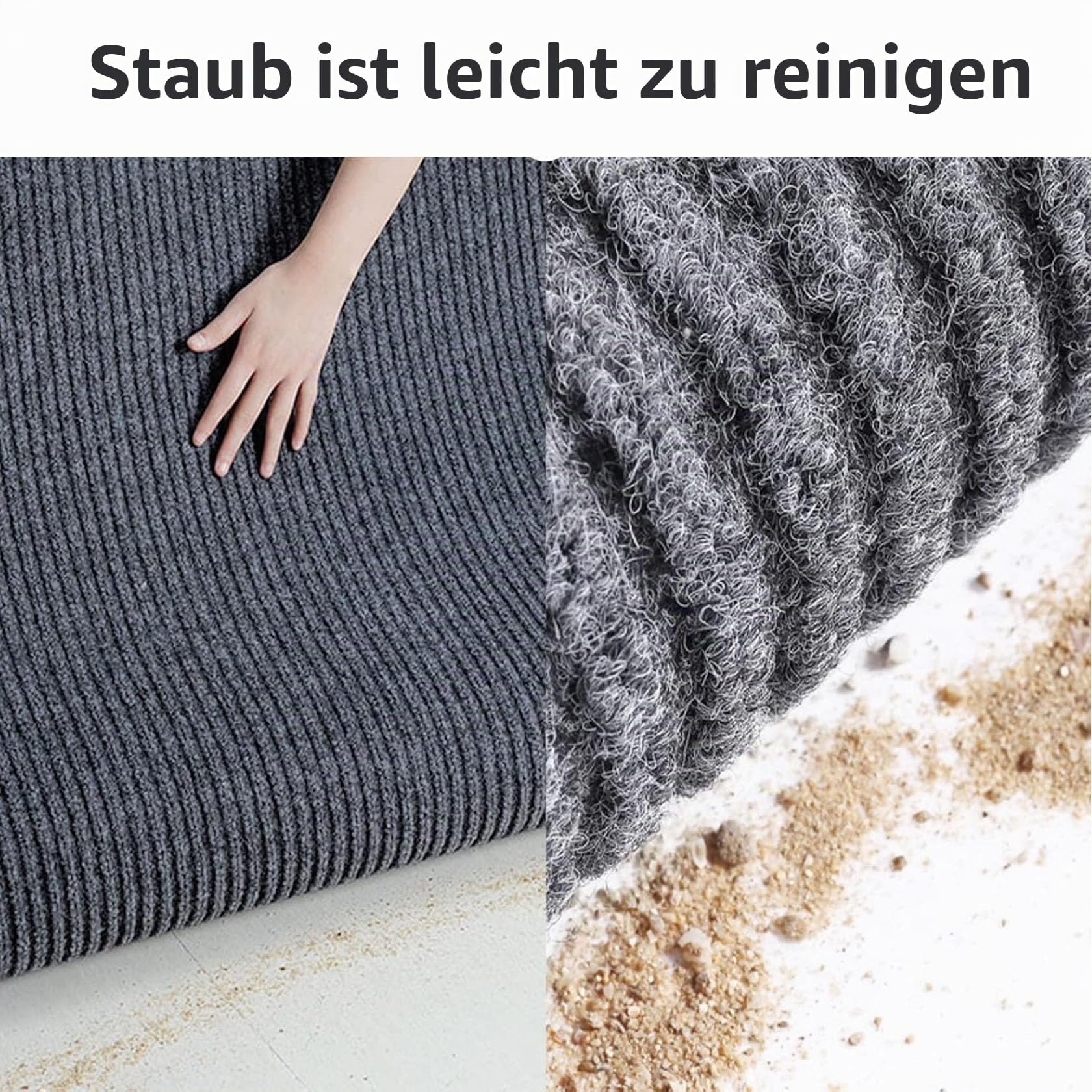Fussmatte Aussen 110 x 140 cm Schmutzfangmatte rutschfest, Waschbar & Wetterfest Sauberlaufmatte für Flur für Innen & Außen, Schwarz