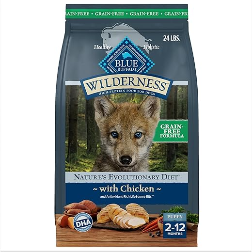 Blue Buffalo Wilderness High Protein, Natural Puppy Dry Dog Food, Chicken 24-lb