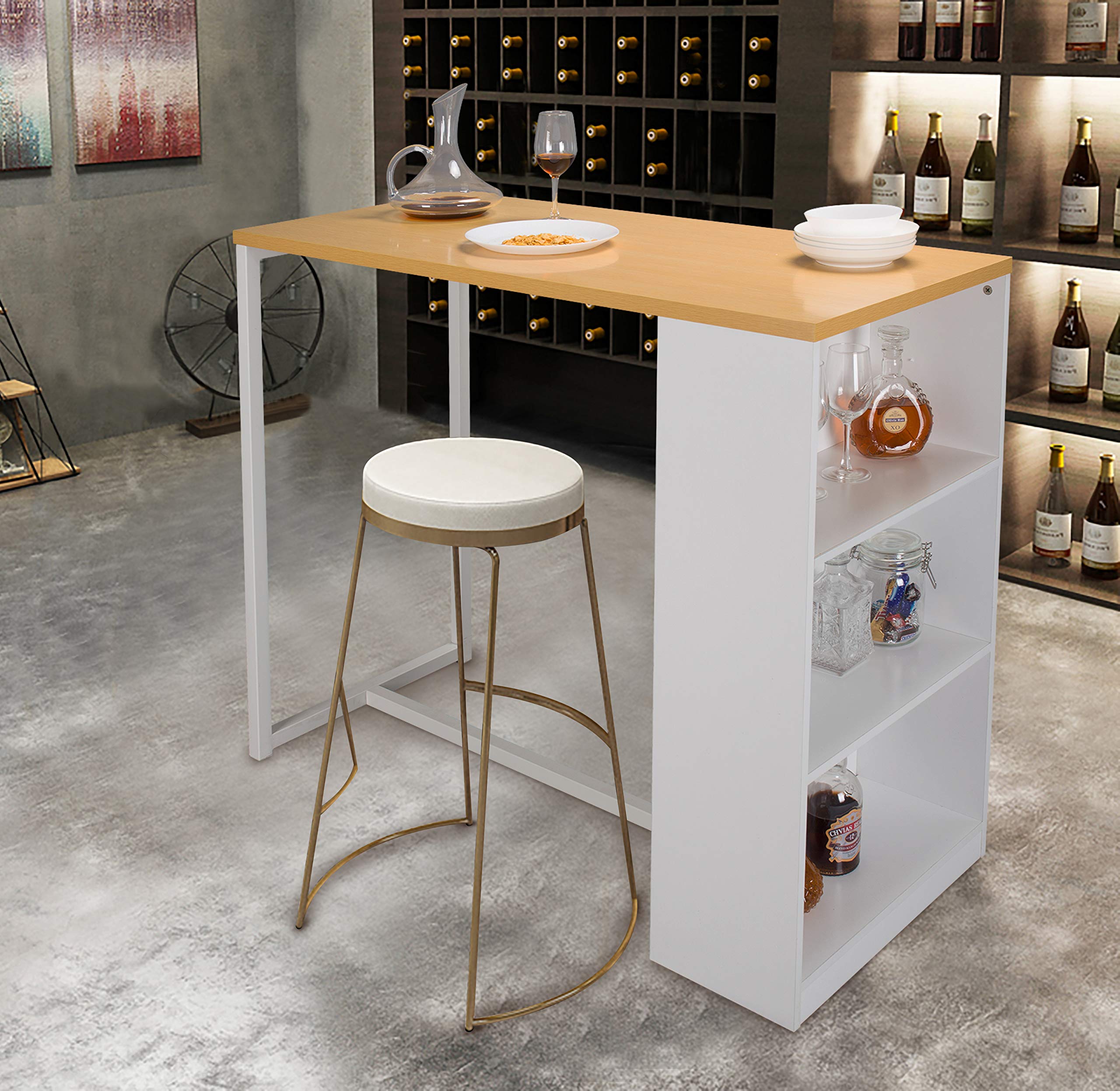 Woltu Kitchen Bar Table Bistro Table Breakfast Dining Table Light