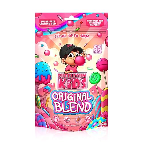 Bubblegum Kids Goma de mascar sin azúcar, sabor clásico de goma de mascar sin azúcar, goma de mascar para niños y adultos que anhelan nostalgia